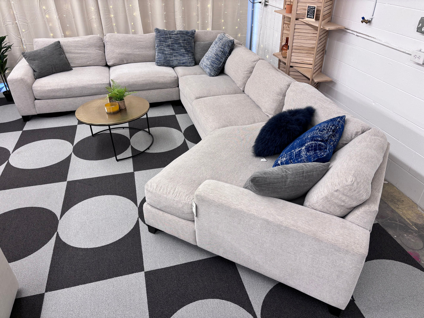 Light Grey Haverty's Harmony 4 Piece Cuddler Sectional