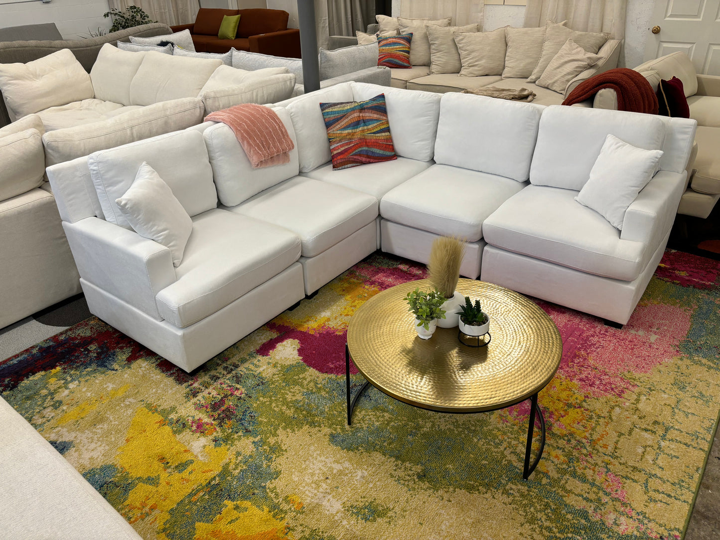 Ivory White Mini Modular Corner Sectional
