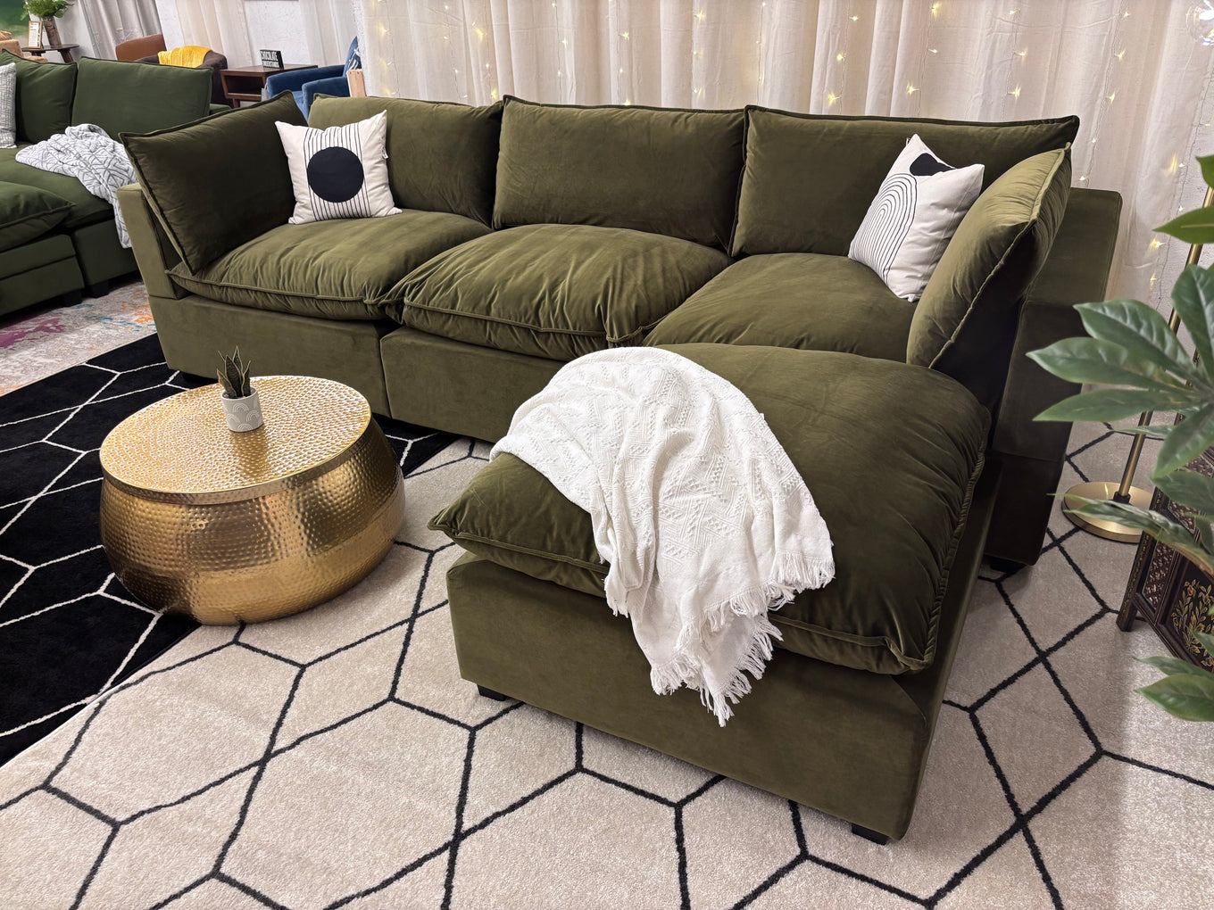 Sage Green Velvet Luna Modular Sectional