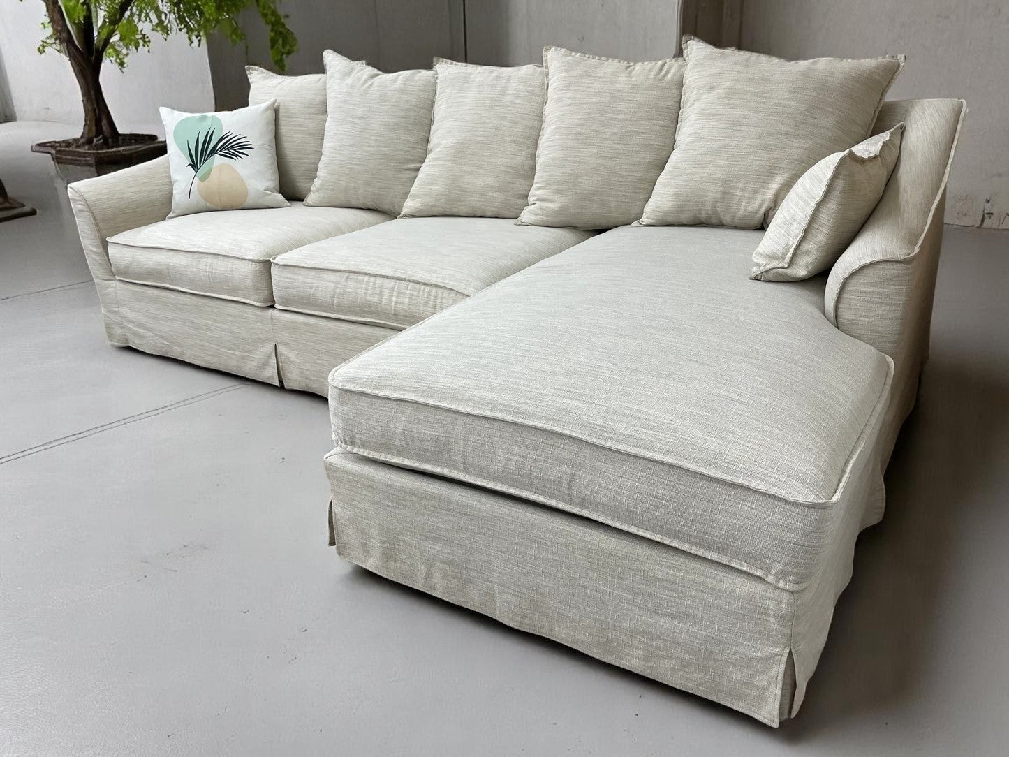 Beige Brook Cumulus Collection by American Signature Skirted Right-Facing Sectional