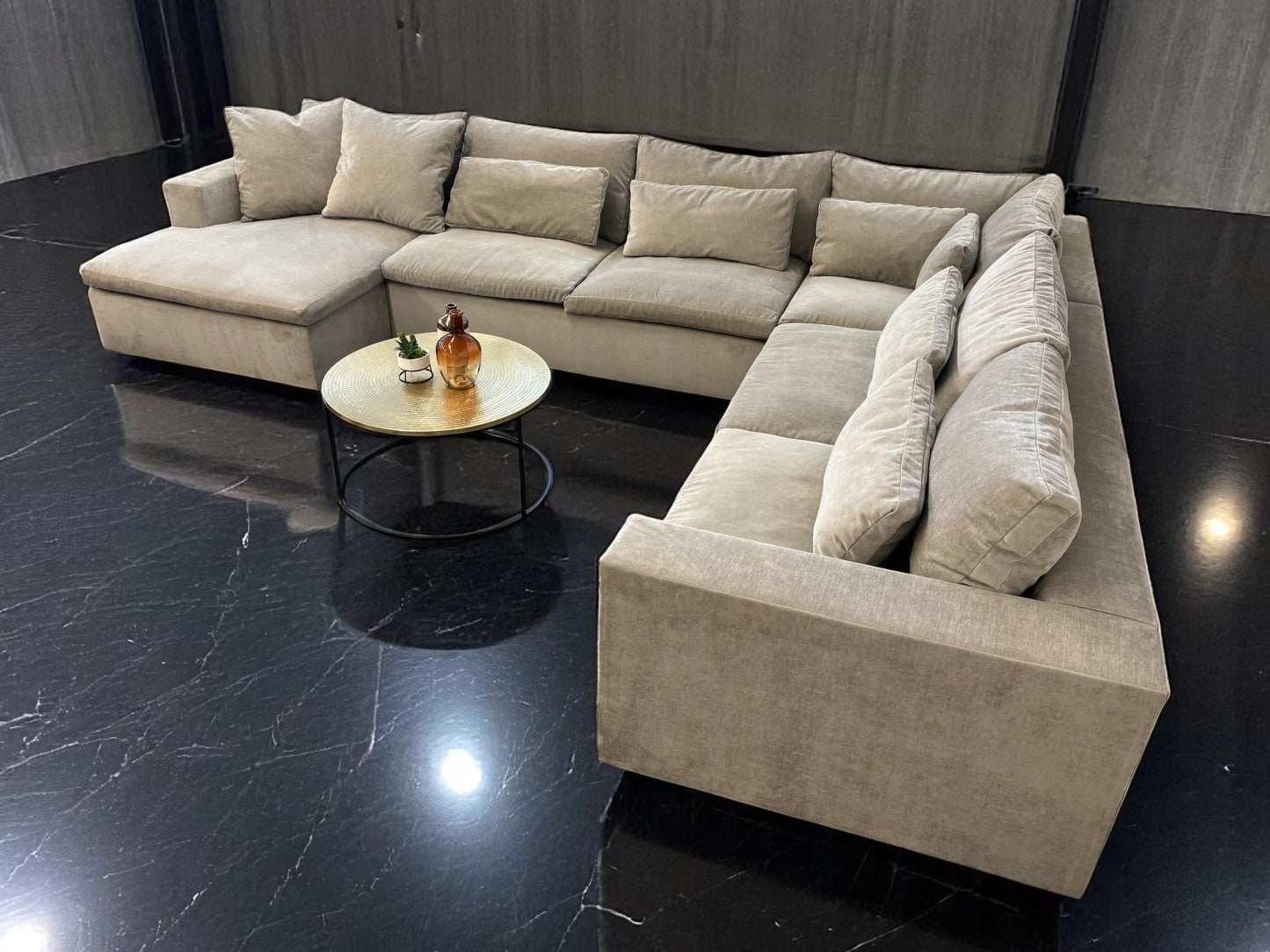 Pearl Grey Distressed Velvet West Elm Harmony U-Shape Sectional
