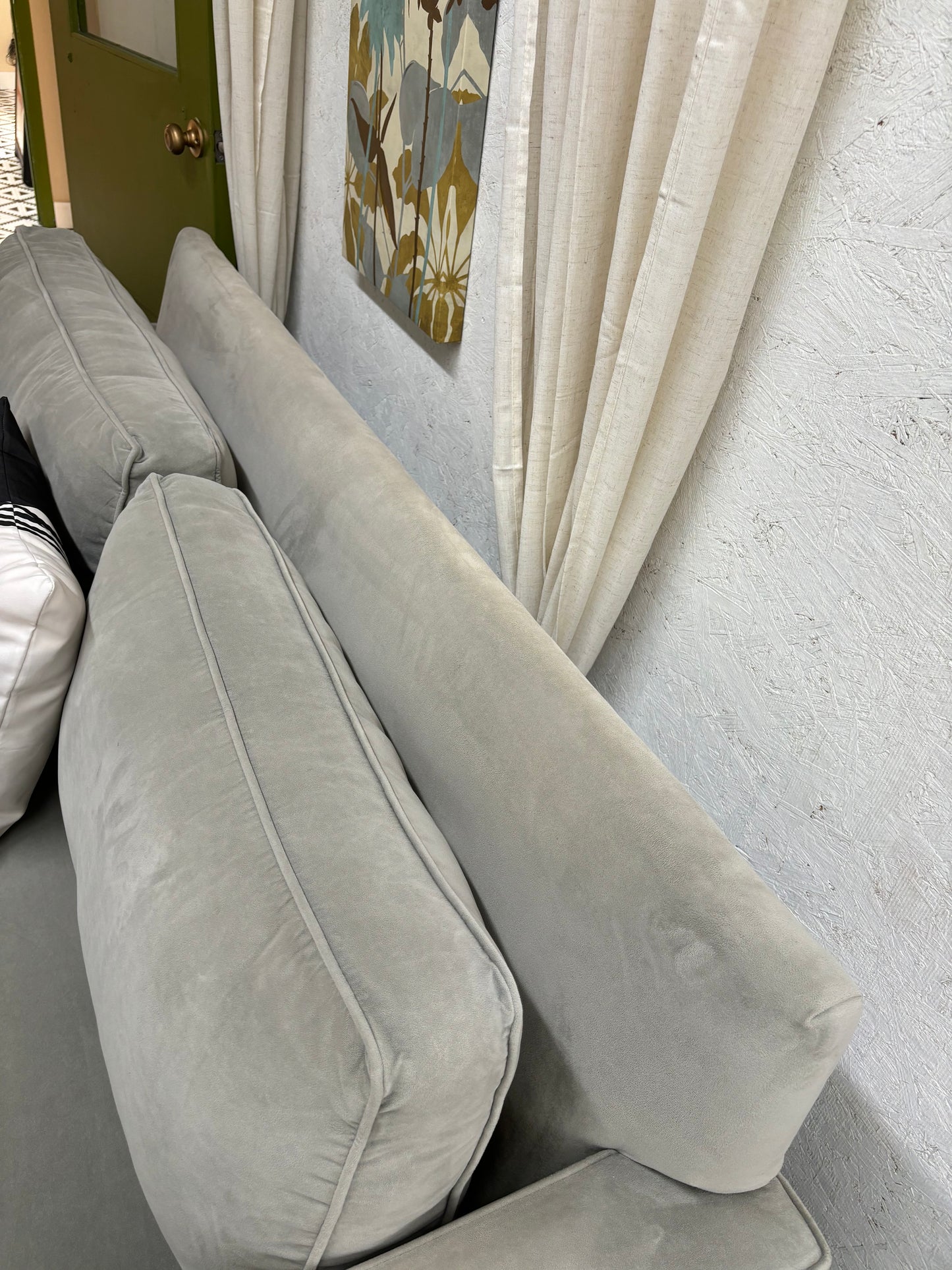 Light Grey Velvet West Elm Sofa