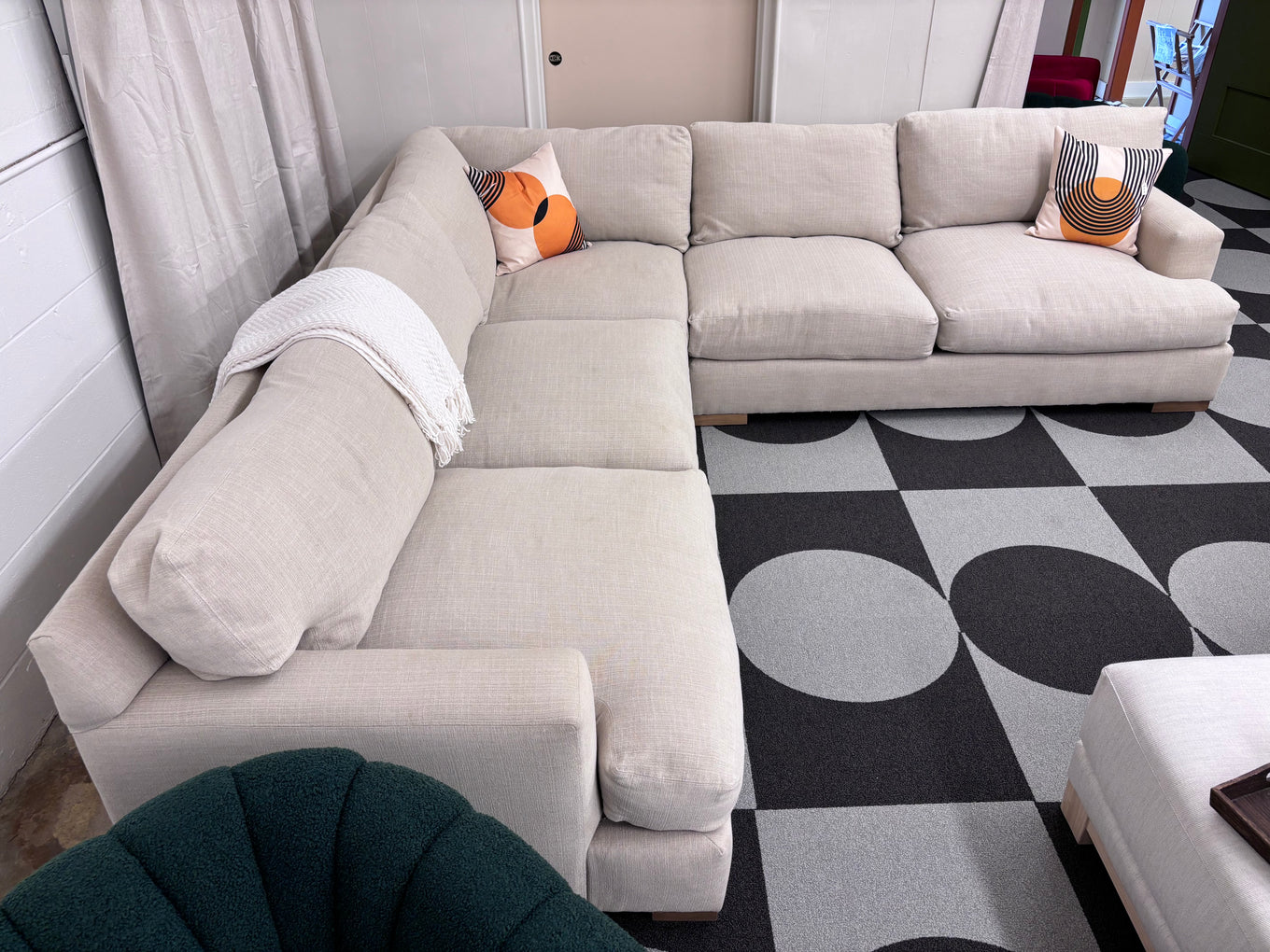 Beige Linen Lee Industries Corner Sectional