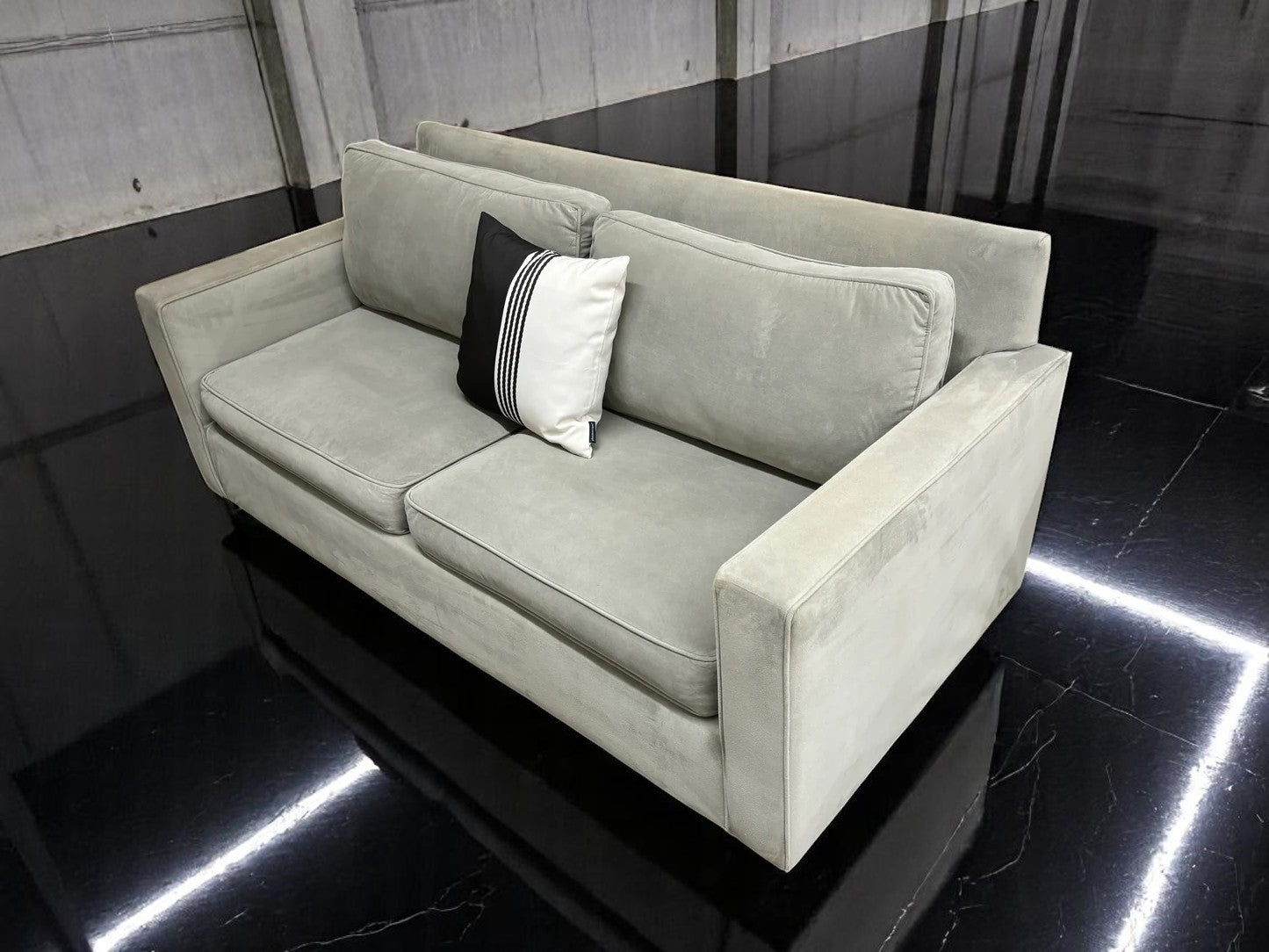 Light Grey Velvet West Elm Sofa