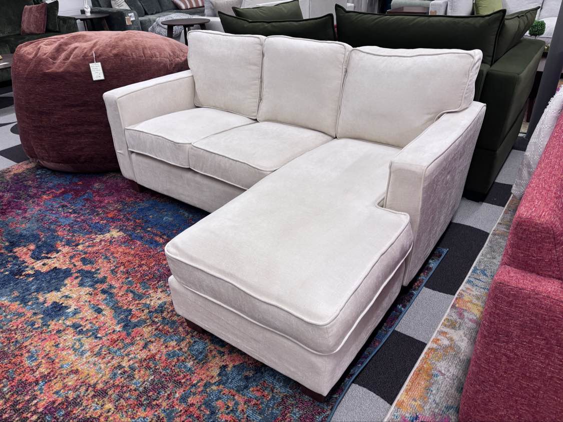 Cream Chenille Reversible Chaise Sectional - Reclaimed Elegance