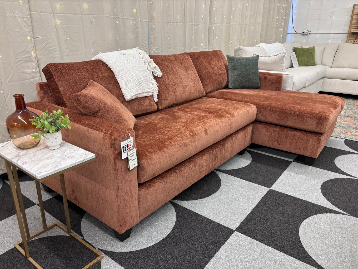 Burnt Sienna Harpeth Chaise Sectional