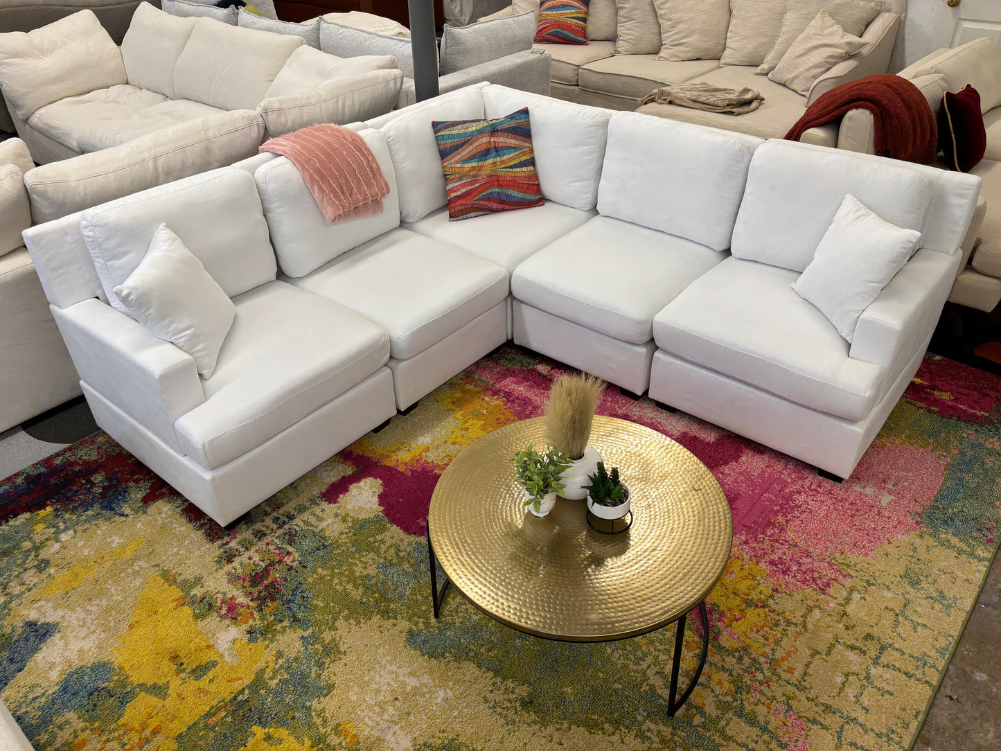 Ivory White Mini Modular Corner Sectional