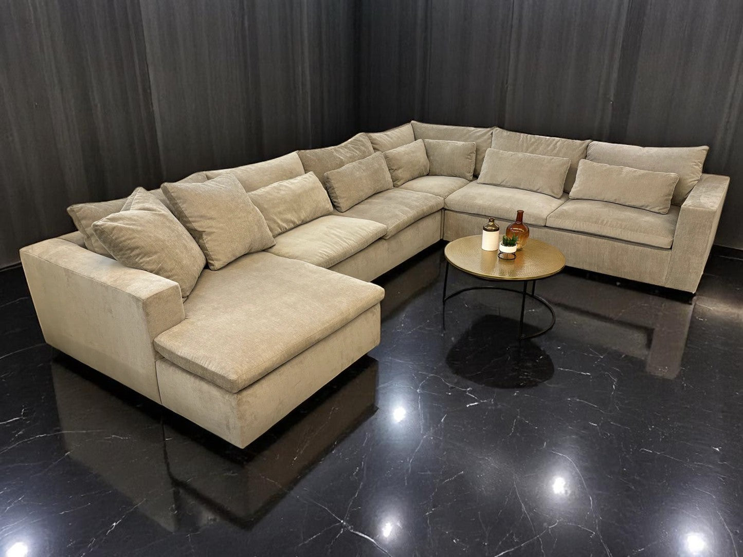 Pearl Grey Distressed Velvet West Elm Harmony U-Shape Sectional