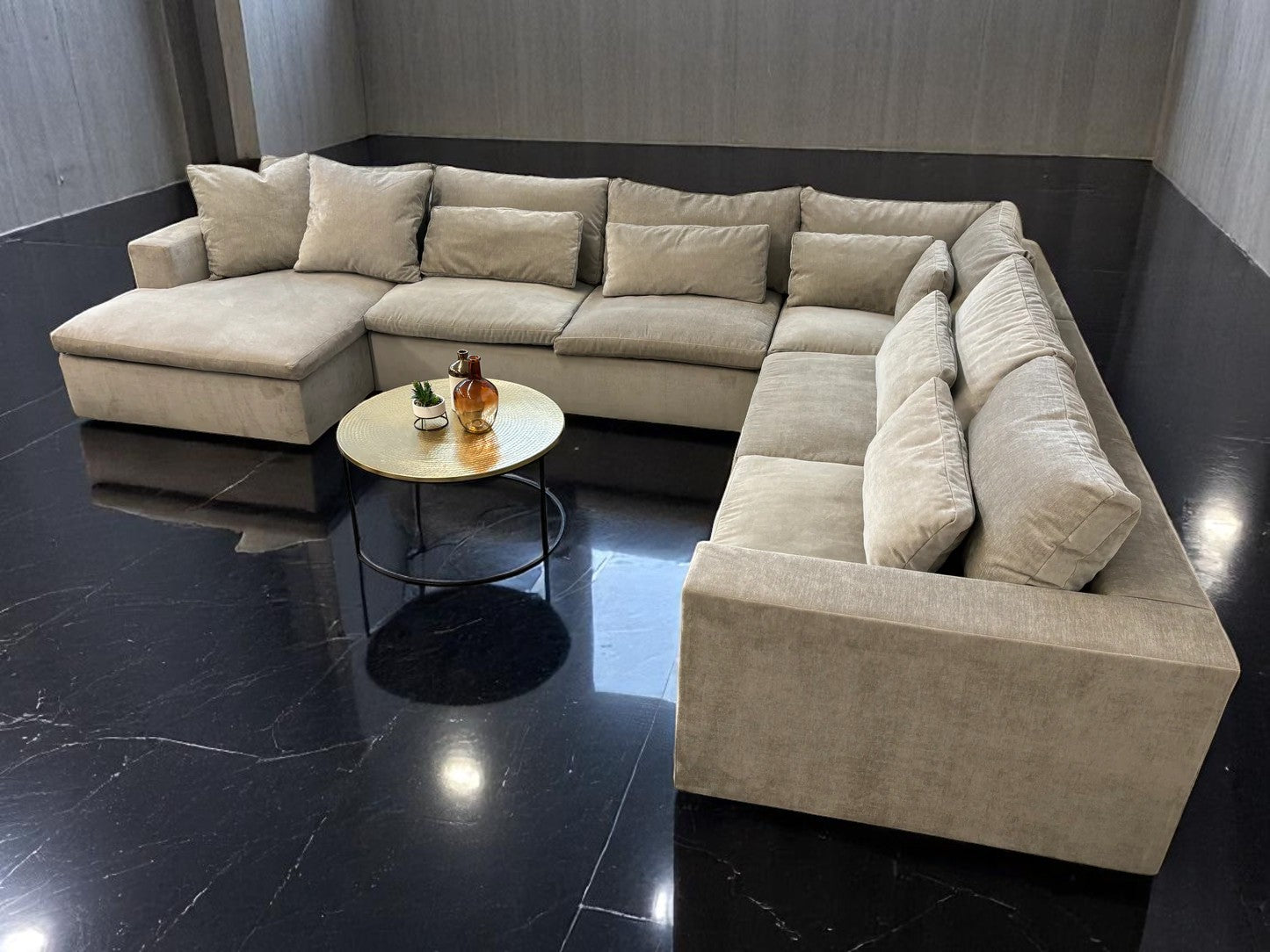 Pearl Grey Distressed Velvet West Elm Harmony U-Shape Sectional