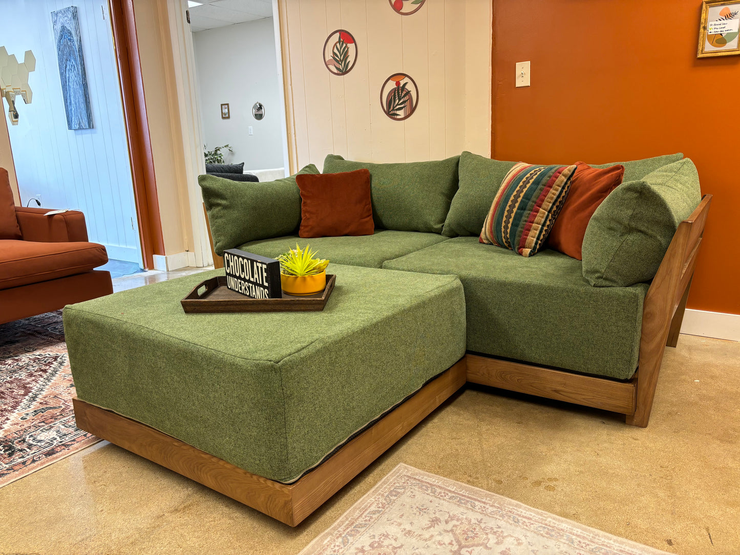 Olive Green Inside Weather Bondi 2 Seater Sofa + Ottoman