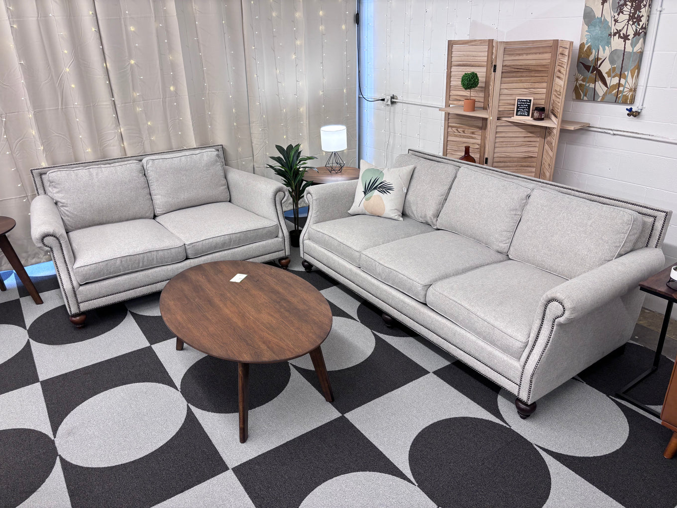 Light Grey Bernhardt Sofa + Loveseat Set - Reclaimed Elegance