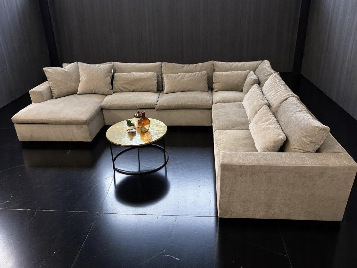 Pearl Grey Distressed Velvet West Elm Harmony U-Shape Sectional