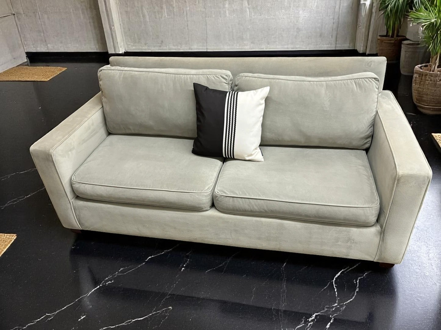 Light Grey Velvet West Elm Sofa
