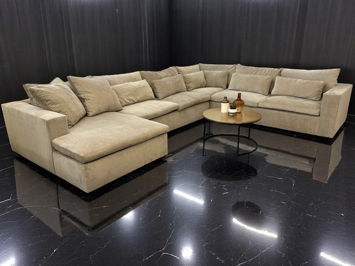 Pearl Grey Distressed Velvet West Elm Harmony U-Shape Sectional