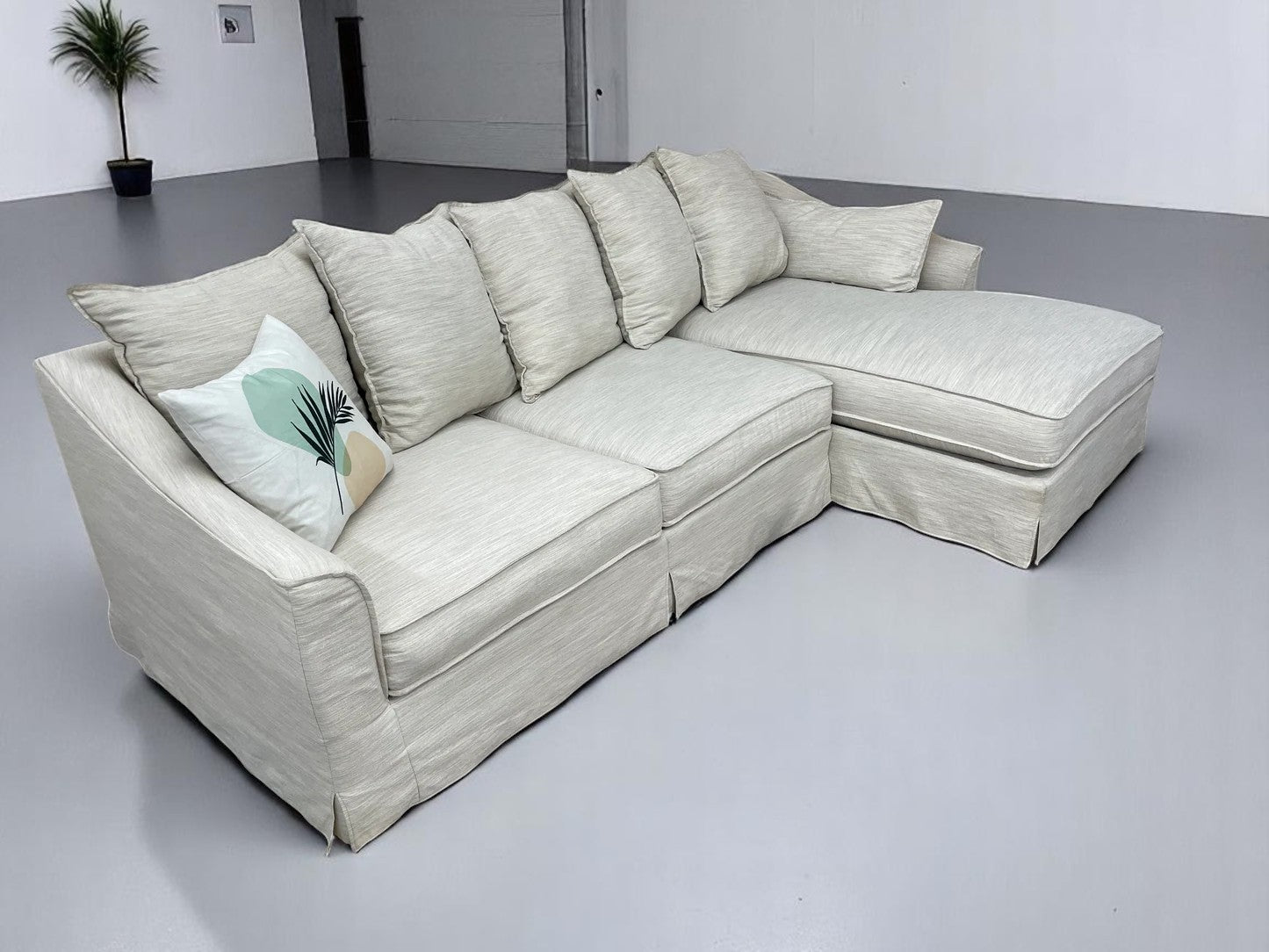 Beige Brook Cumulus Collection by American Signature Skirted Right-Facing Sectional
