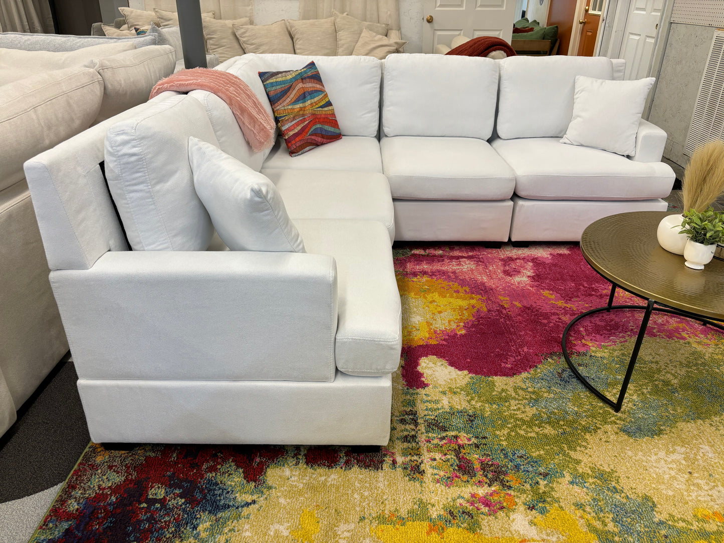 Ivory White Mini Modular Corner Sectional