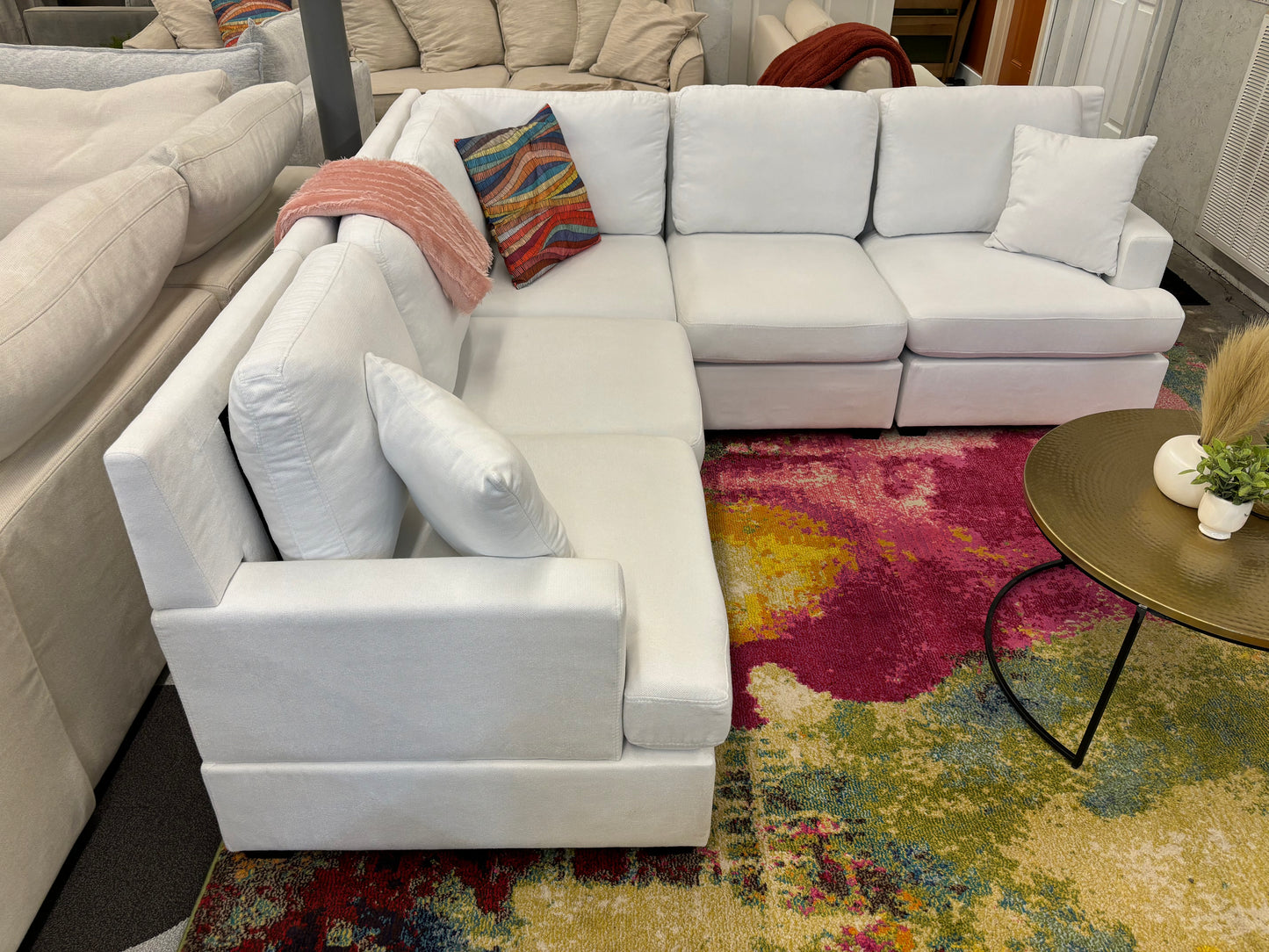 Ivory White Mini Modular Corner Sectional