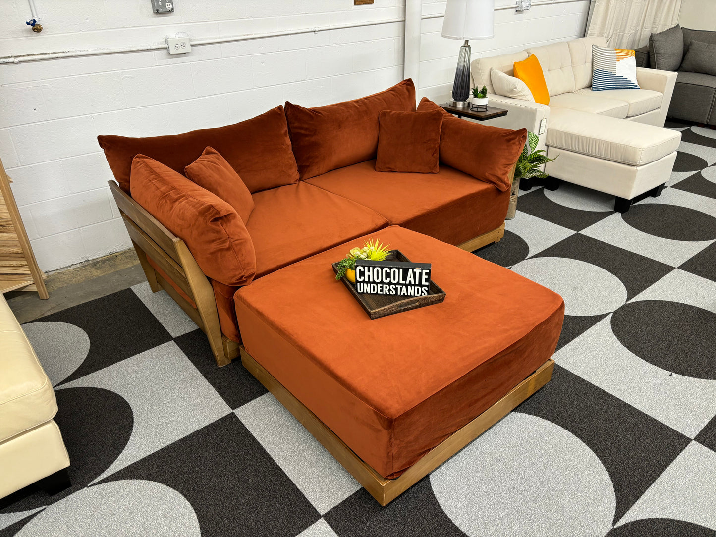 Olive Green Inside Weather Bondi 2 Seater Sofa + Ottoman