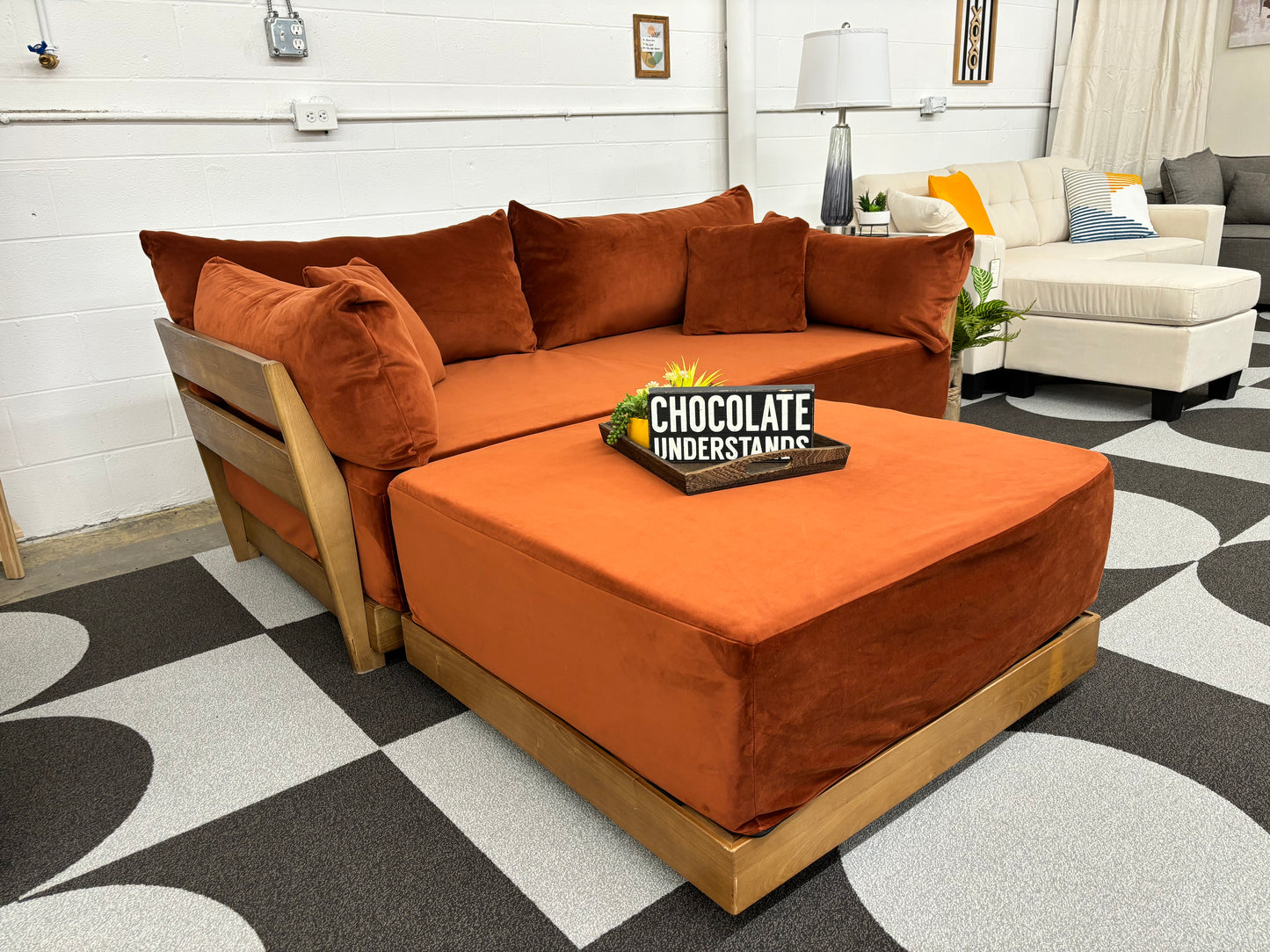 Olive Green Inside Weather Bondi 2 Seater Sofa + Ottoman