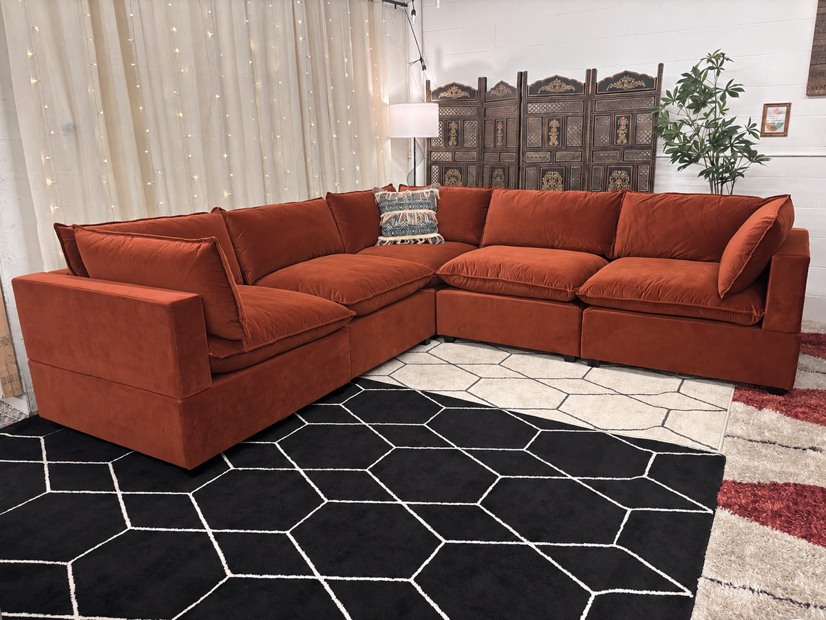 Rust Red Velvet Luna Modular Cloud Sectional