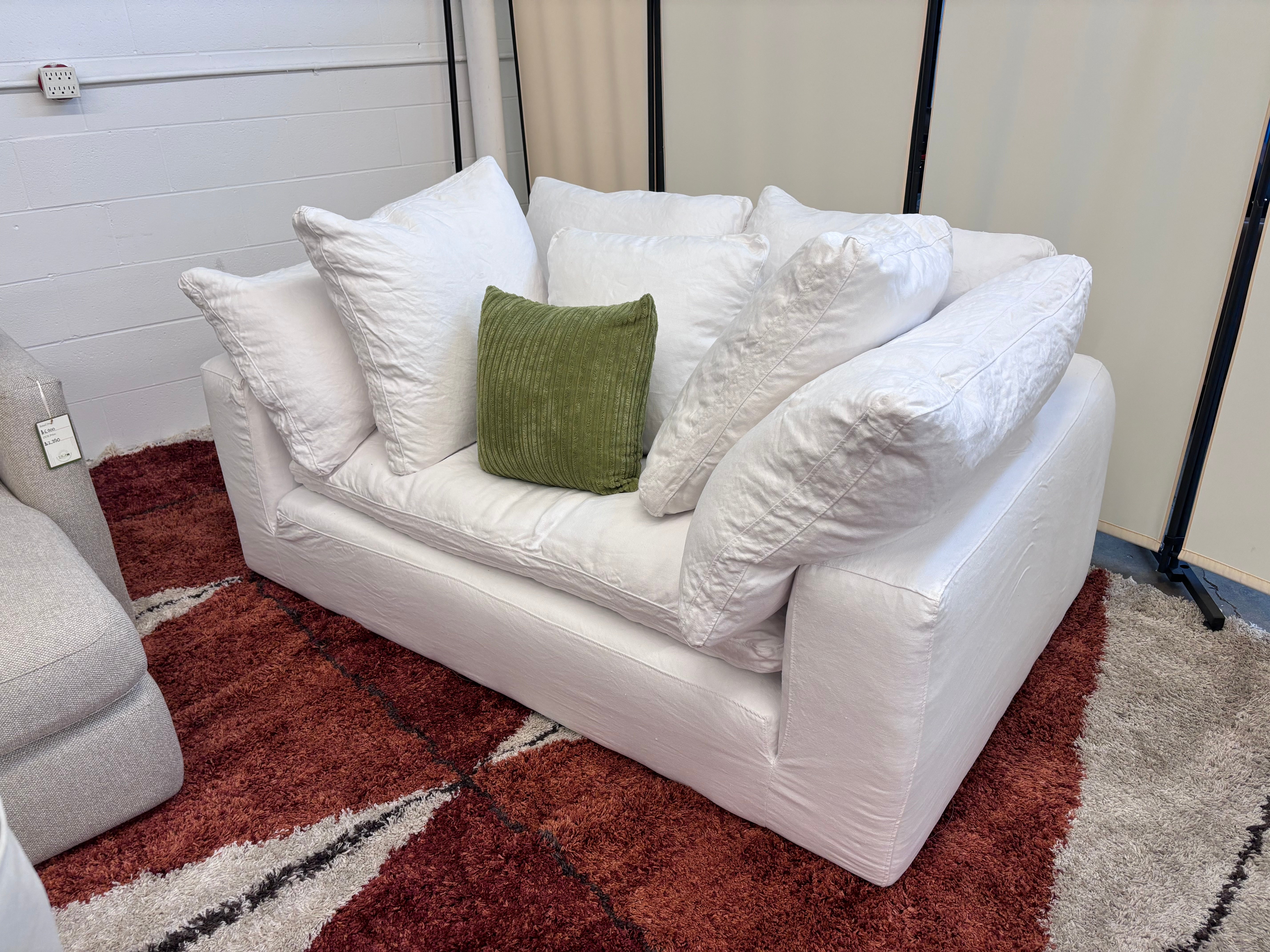 White Performance Linen Restoration Hardware Cloud Loveseat