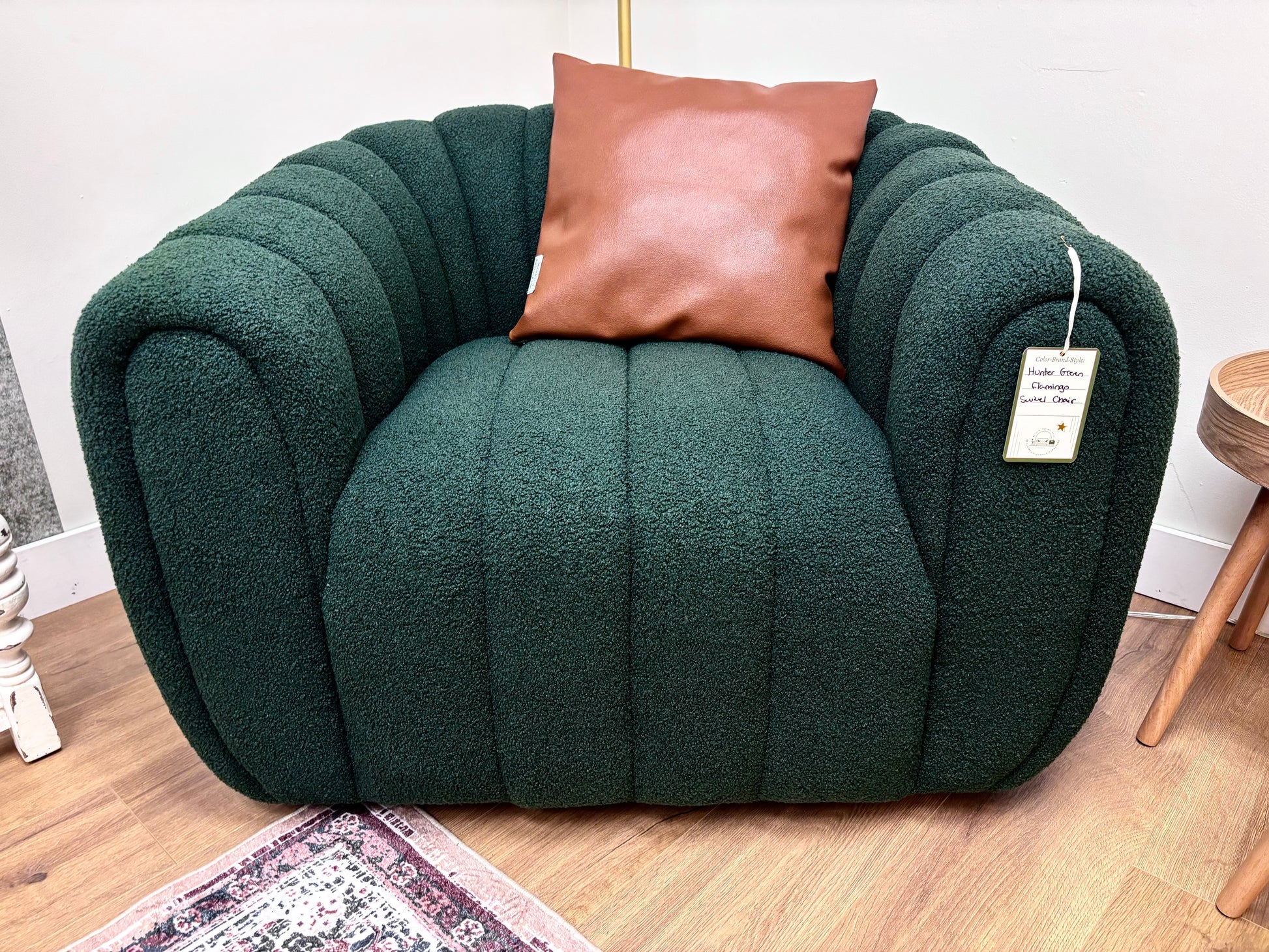 Hunter Green Flamingo Swivel Chair - Reclaimed Elegance