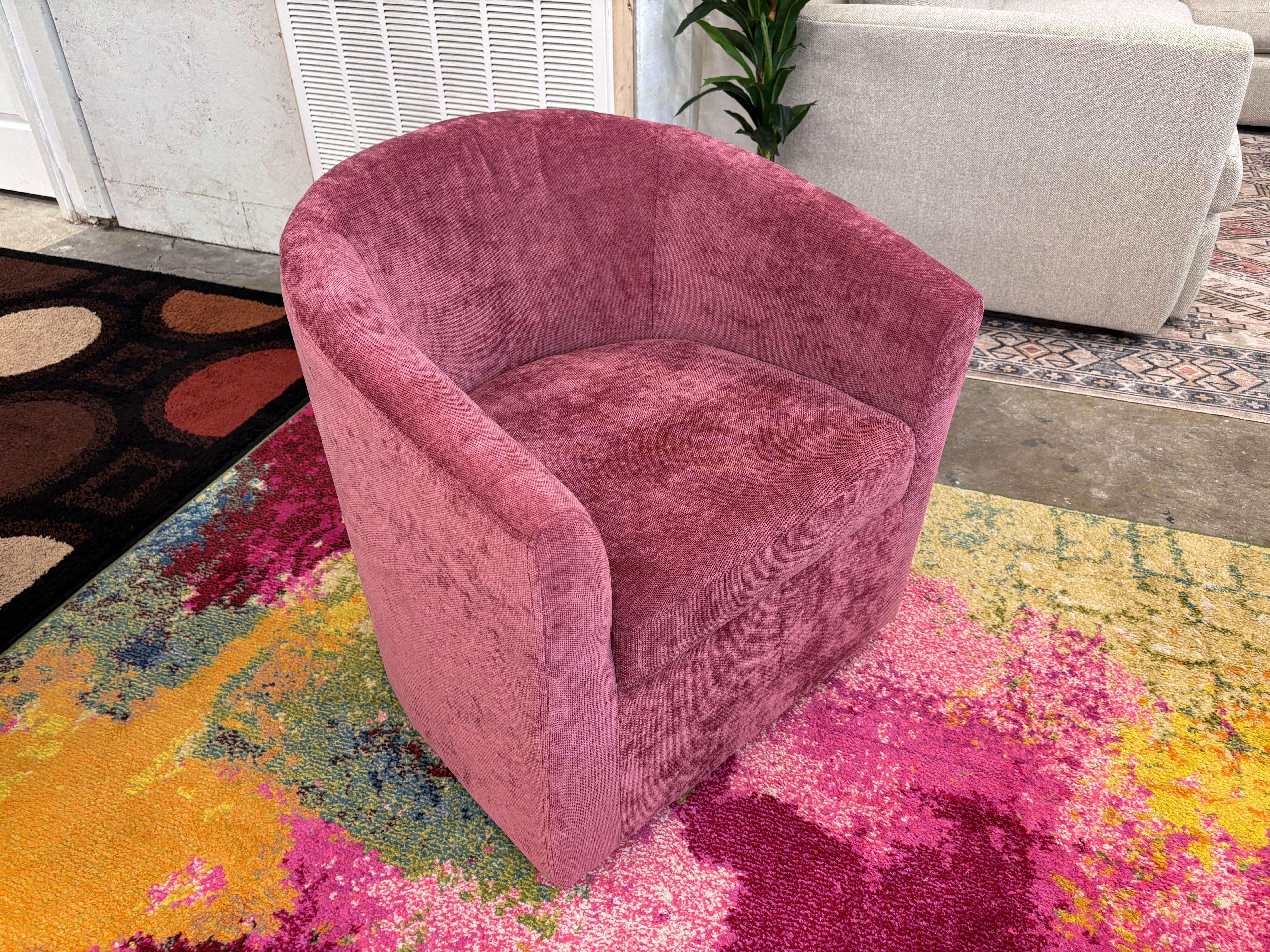 Rose Pink Crushed Velvet Torrance Swivel Armchair