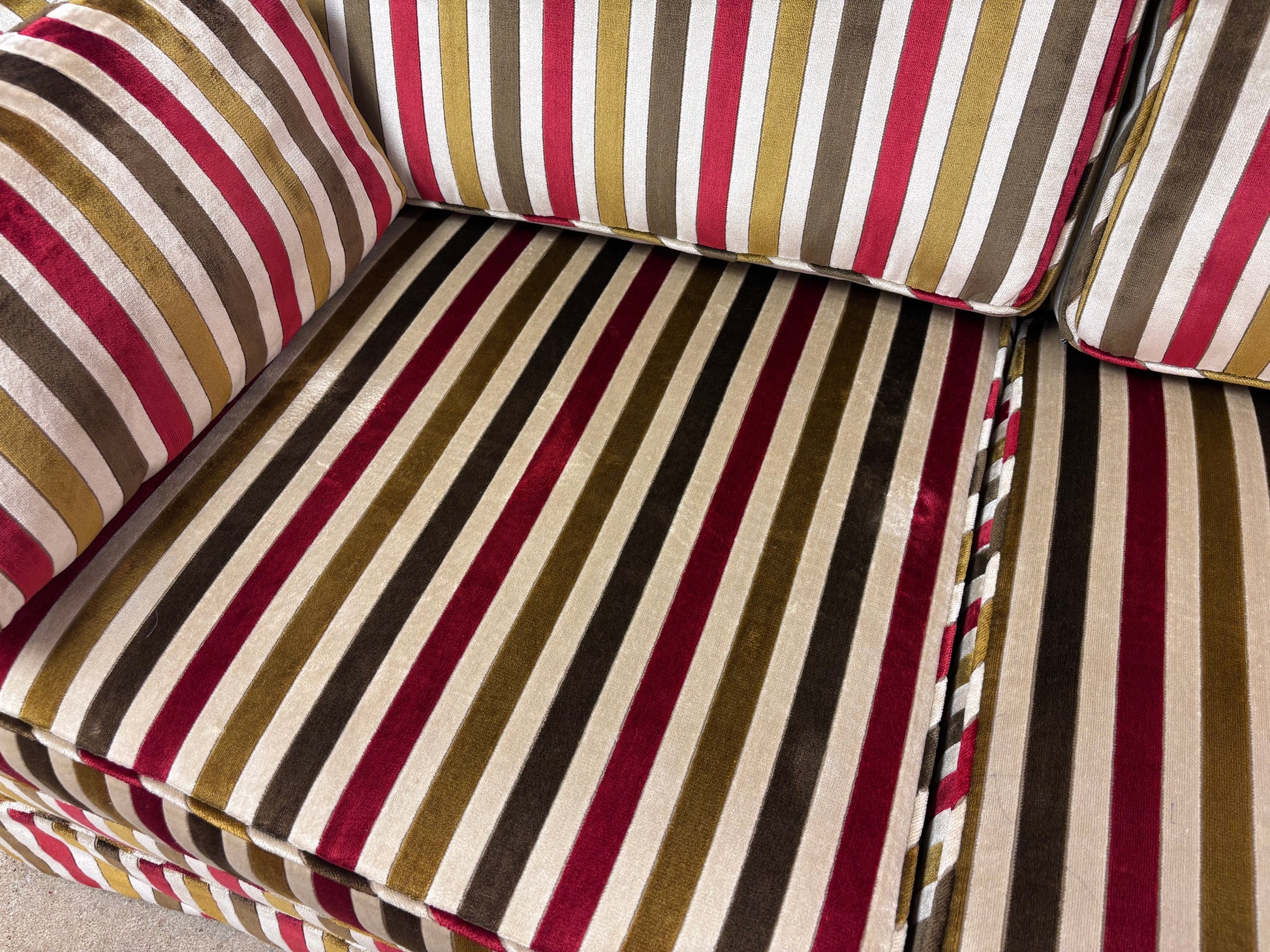Striped Velvet Vintage 1973 Highland House Sofa - Reclaimed Elegance