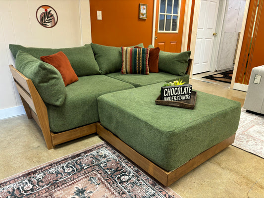 Olive Green Inside Weather Bondi 2 Seater Sofa + Ottoman