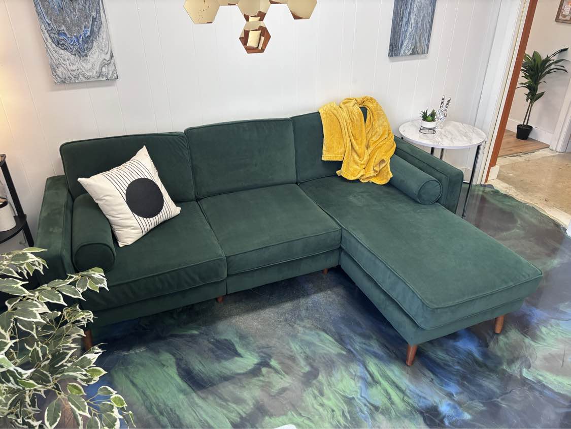 Jade Velvet Burrow Nomad Reversible Chaise - Reclaimed Elegance