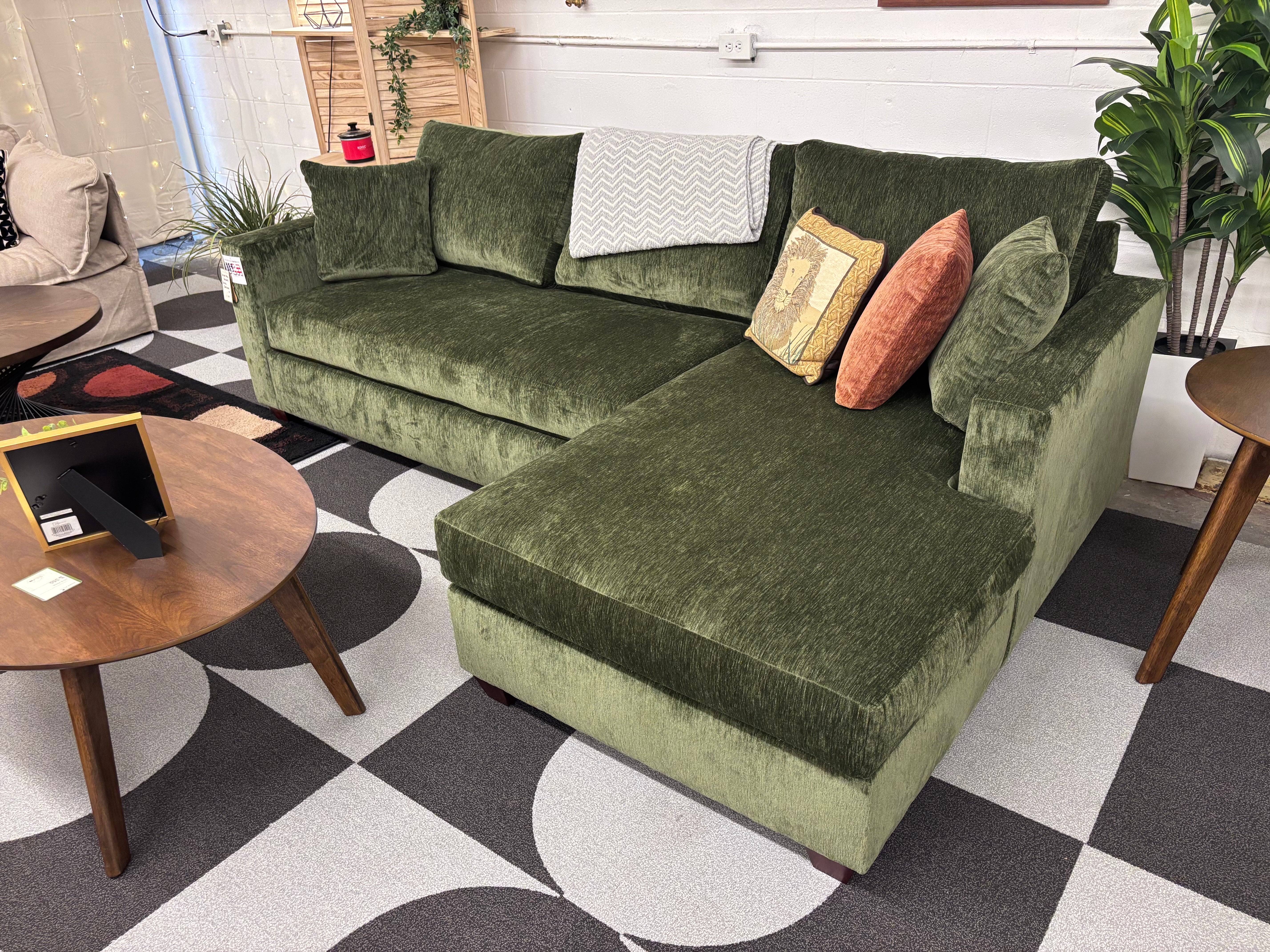 Juniper Green Harpeth Chaise Sectional - Reclaimed Elegance