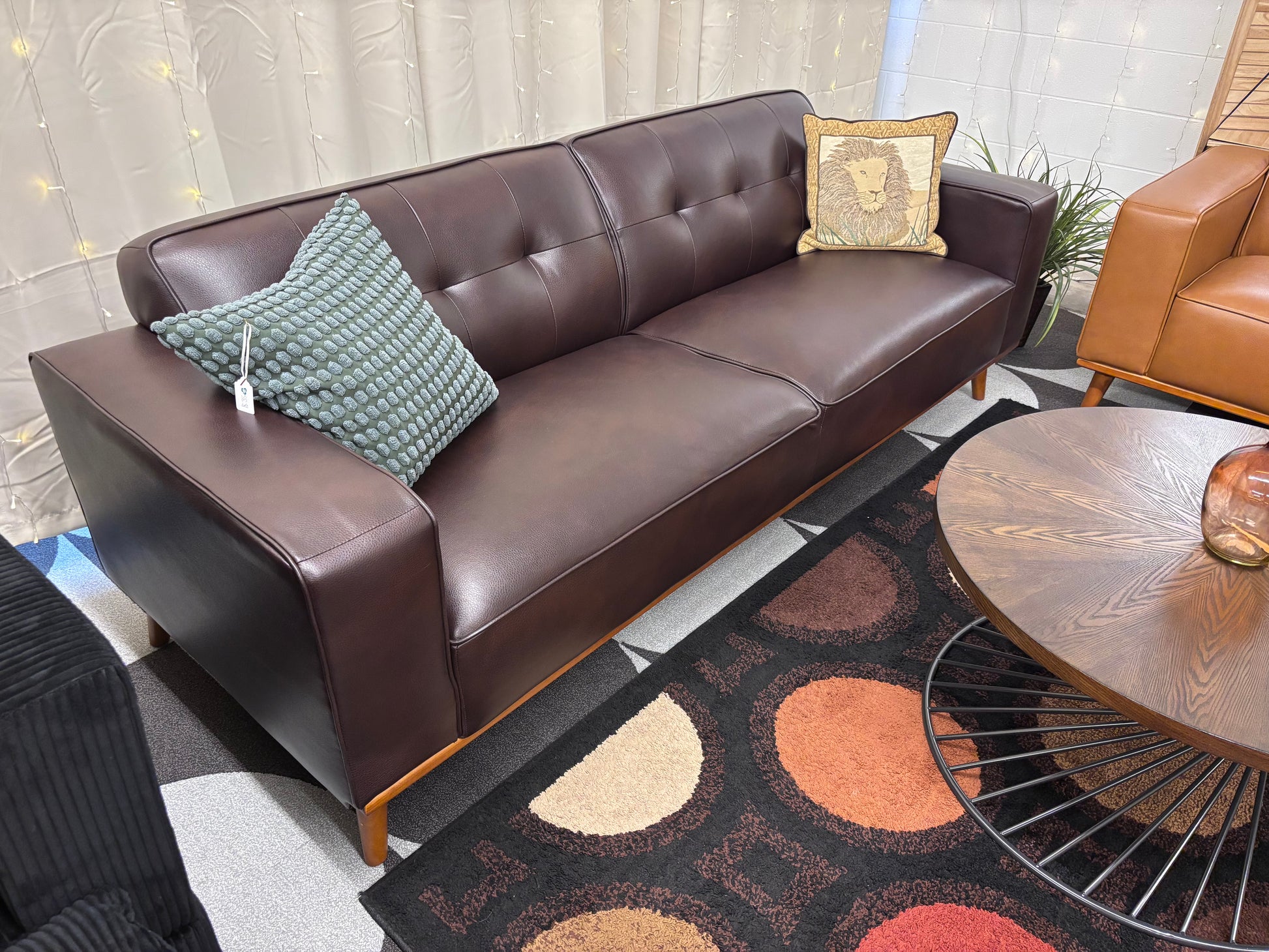 Walnut Vegan Leather Destiny Sofa - Reclaimed Elegance