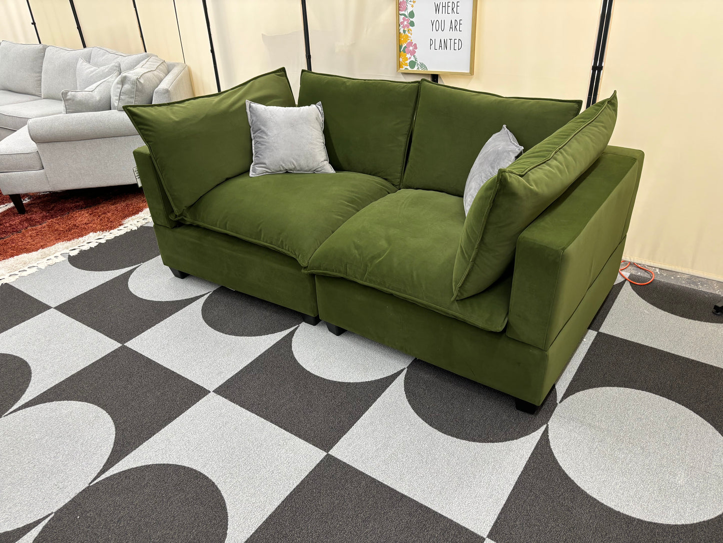 Olive Green Velvet SKY 2.0 Modular 2 Seater Sofa