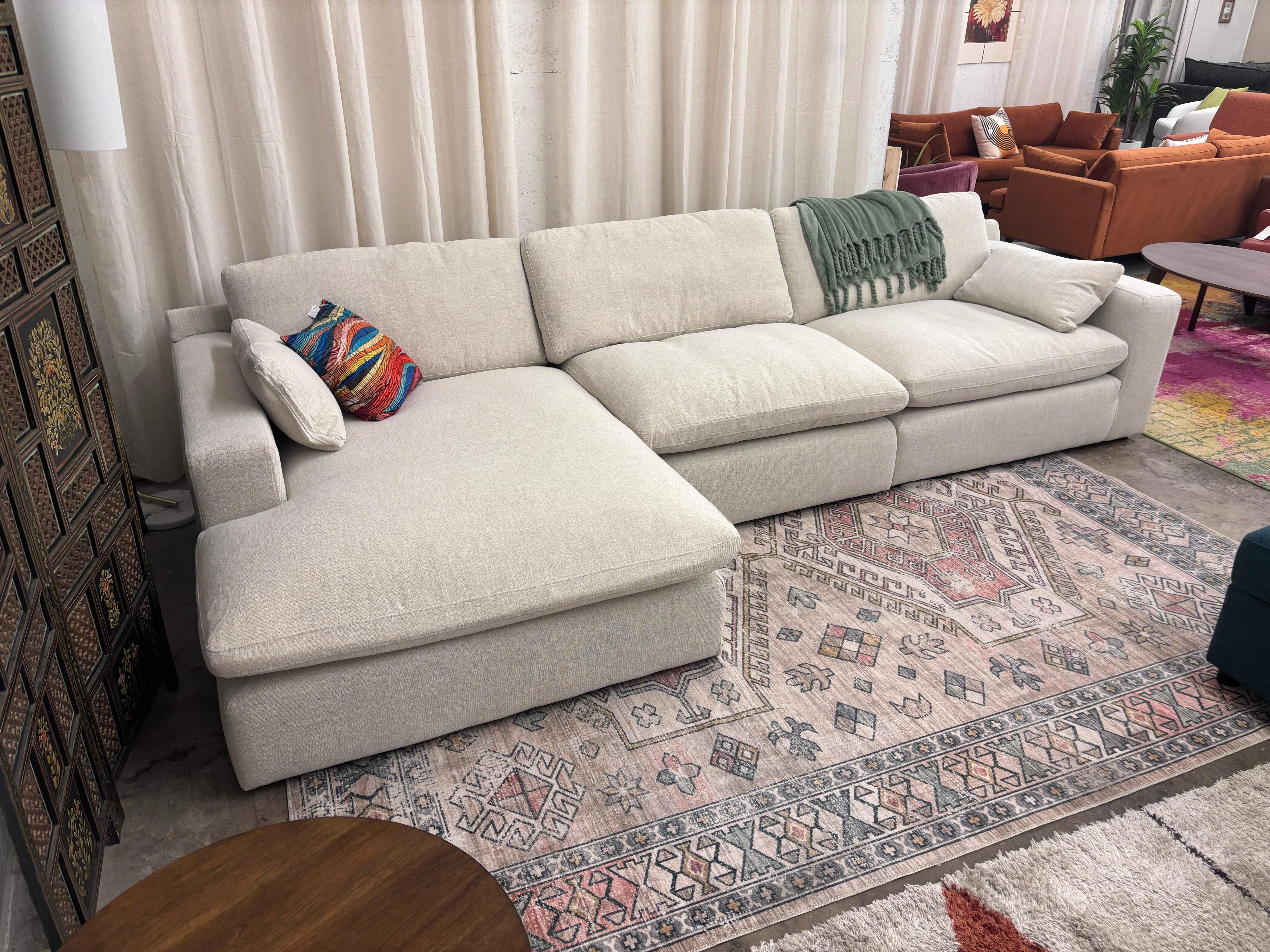 Cream Ashley Elyza 3 Piece Chaise Sectional