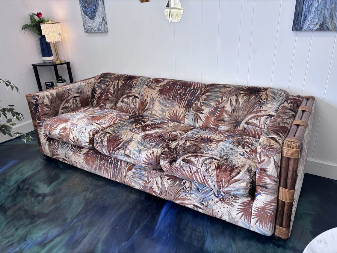 Jungle Velvet Vintage Sofa - Reclaimed Elegance