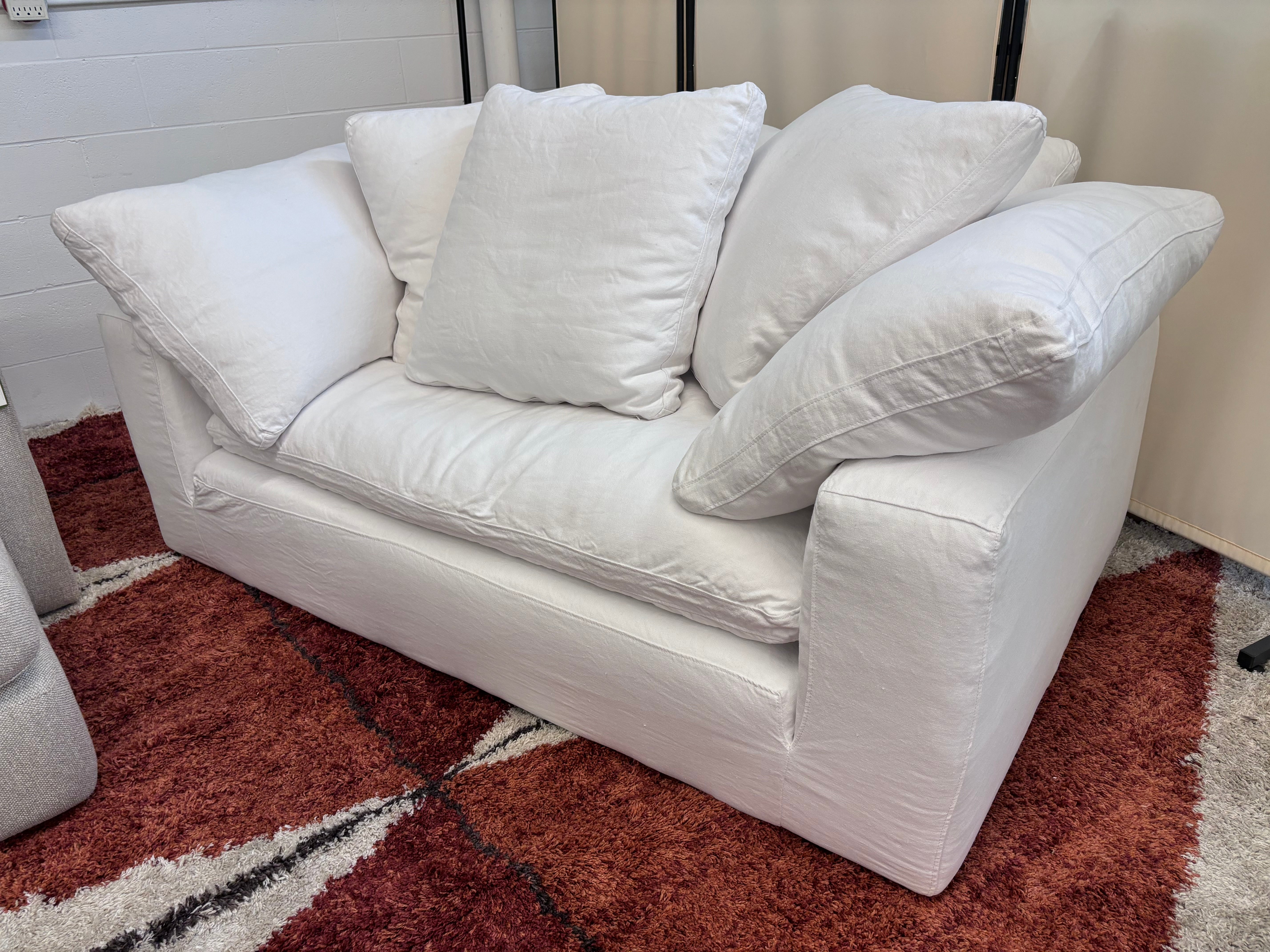 White Performance Linen Restoration Hardware Cloud Loveseat