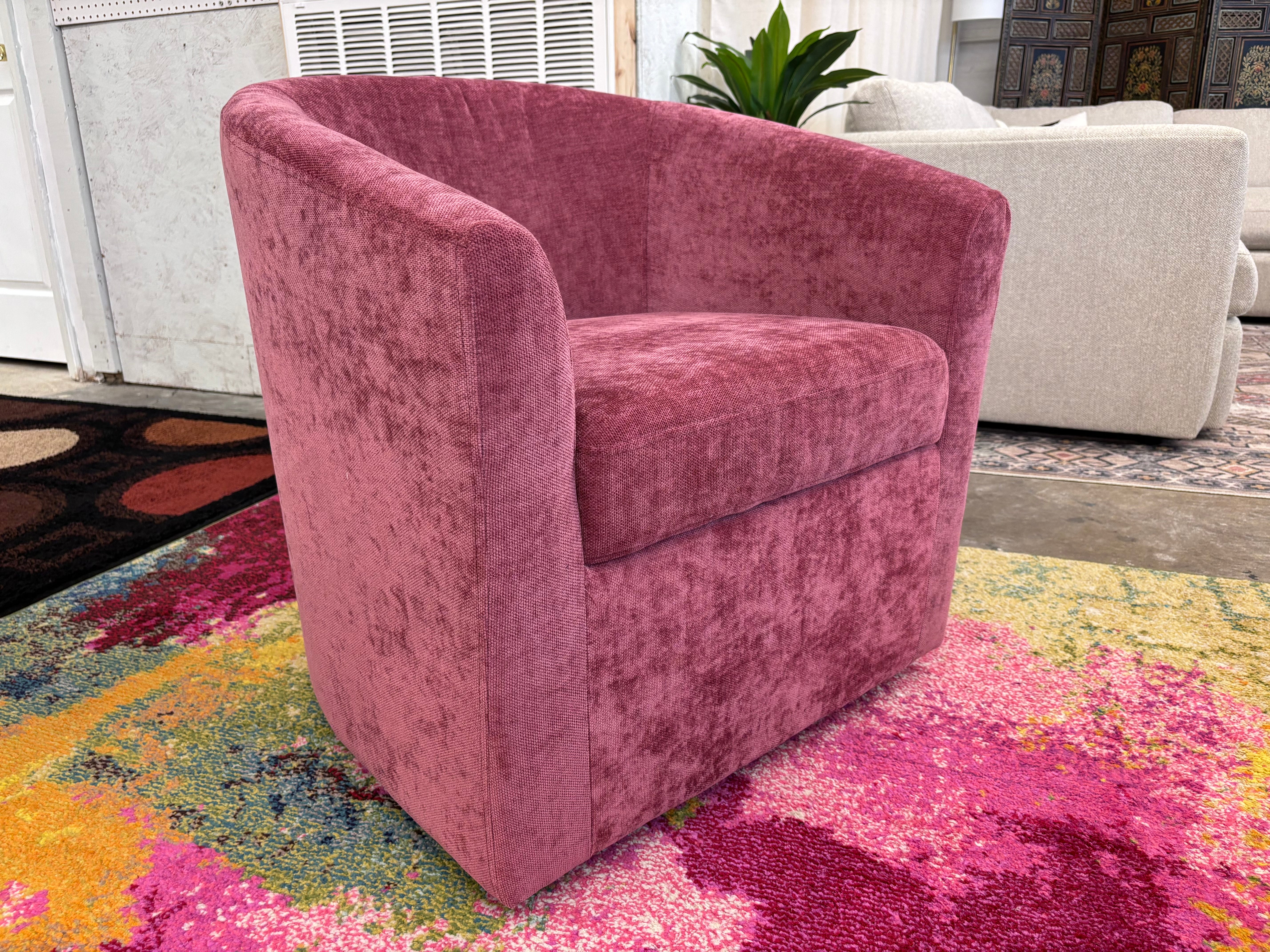 Rose Pink Crushed Velvet Torrance Swivel Armchair