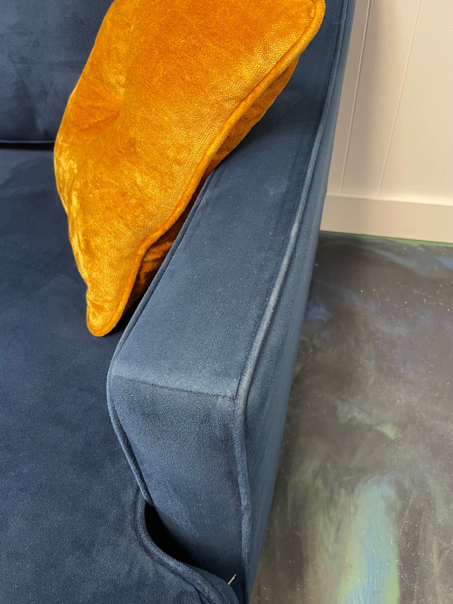 Blue Velvet West Elm Drake Reversible Chaise