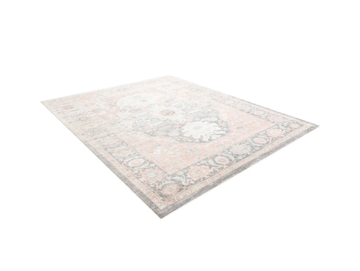 Rose Pink & Gray 8'x10' Madeline Vintage Rectangle Rug - Reclaimed Elegance