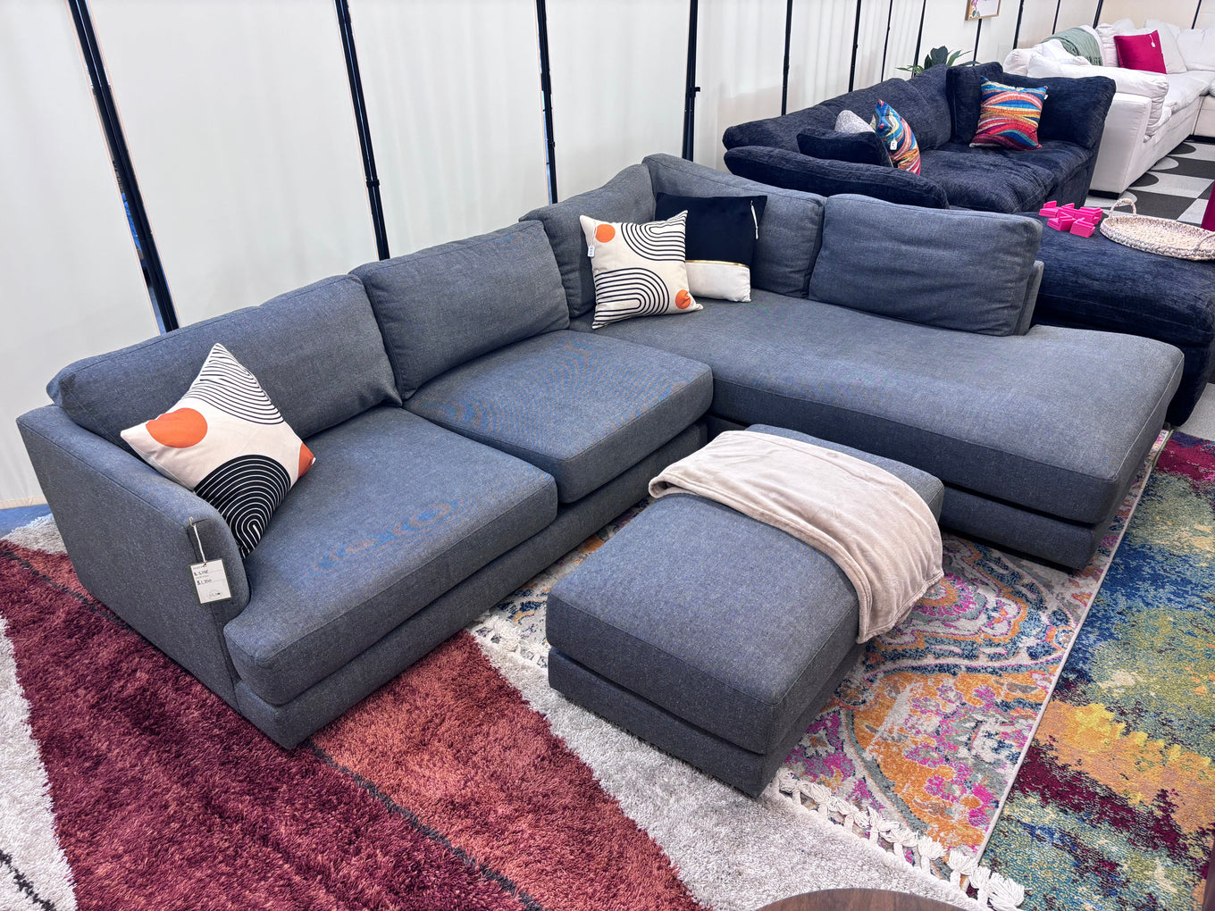 Pewter Grey West Elm Haven Right-Facing Sectional - Reclaimed Elegance