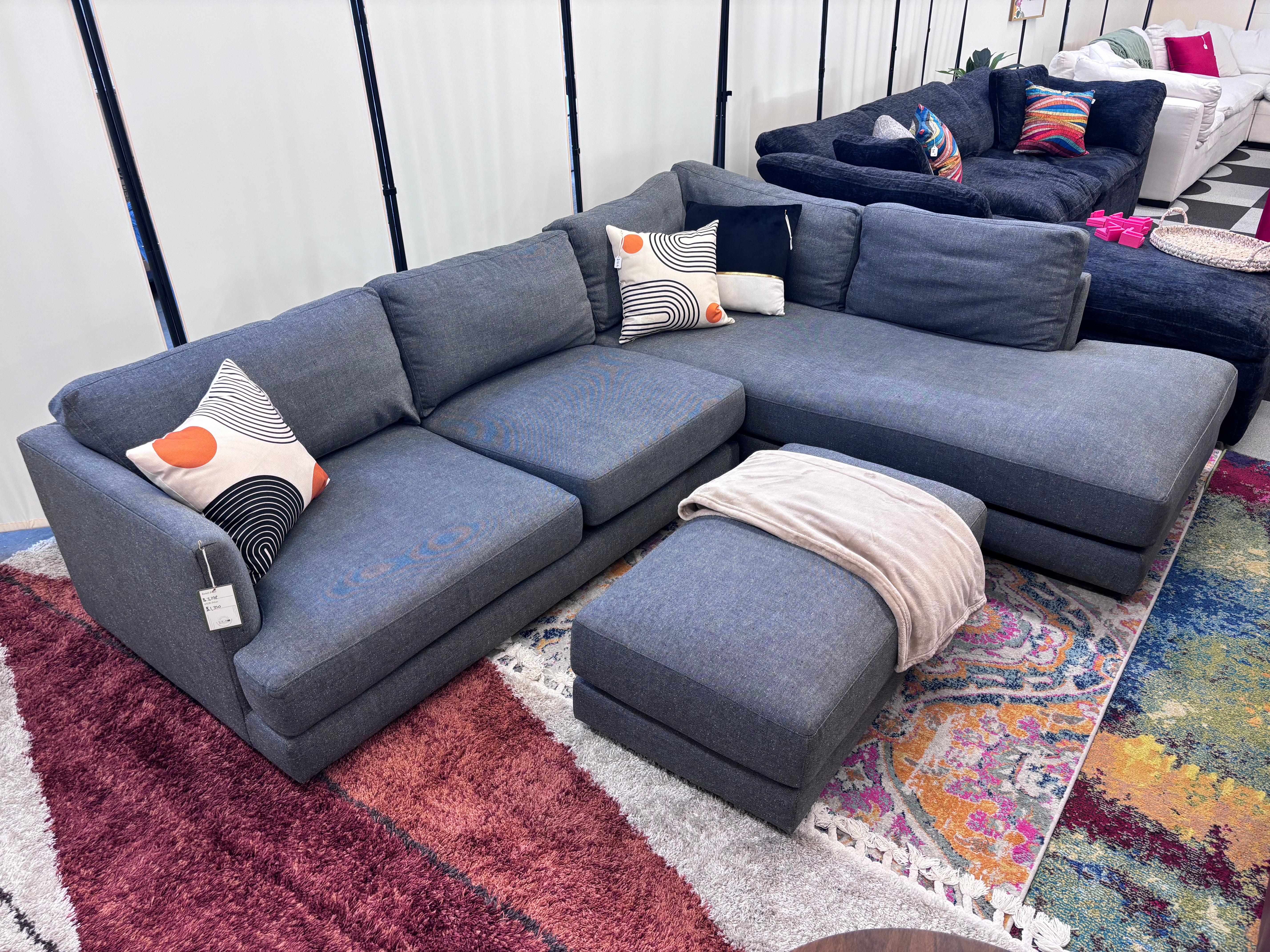 Pewter Grey West Elm Haven Right-Facing Sectional