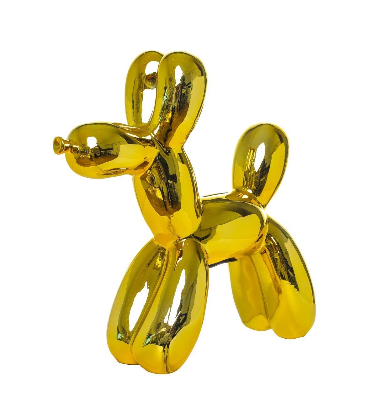 Bright Gold Ceramic Dog Piggy Bank - 12" tall - Reclaimed Elegance