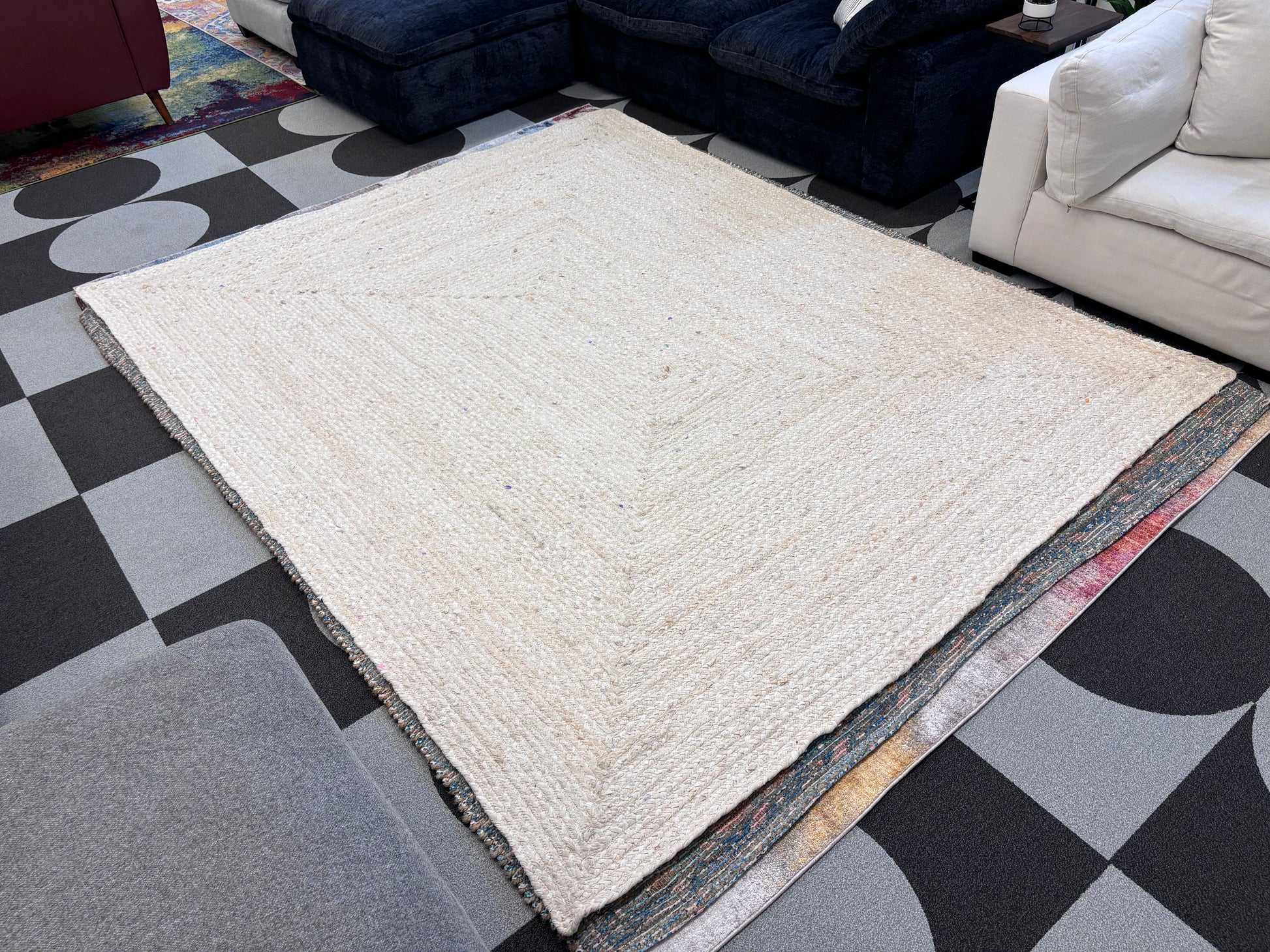 Ivory 8' x 10' Braided Chindi Rectangle Rug - Reclaimed Elegance