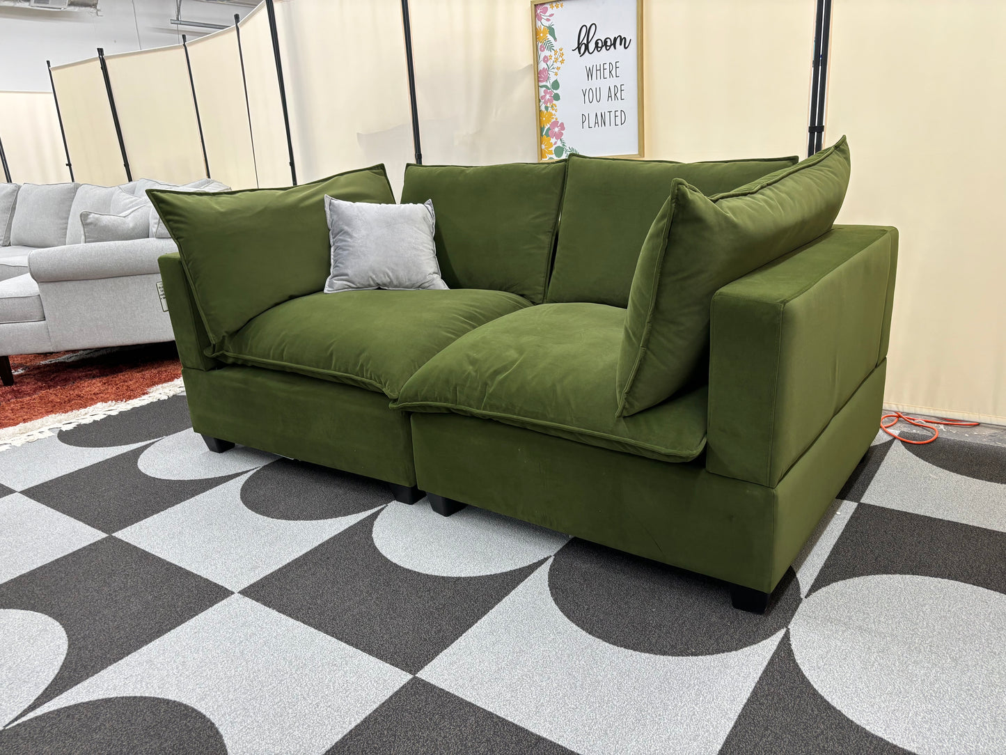 Olive Green Velvet SKY 2.0 Modular 2 Seater Sofa