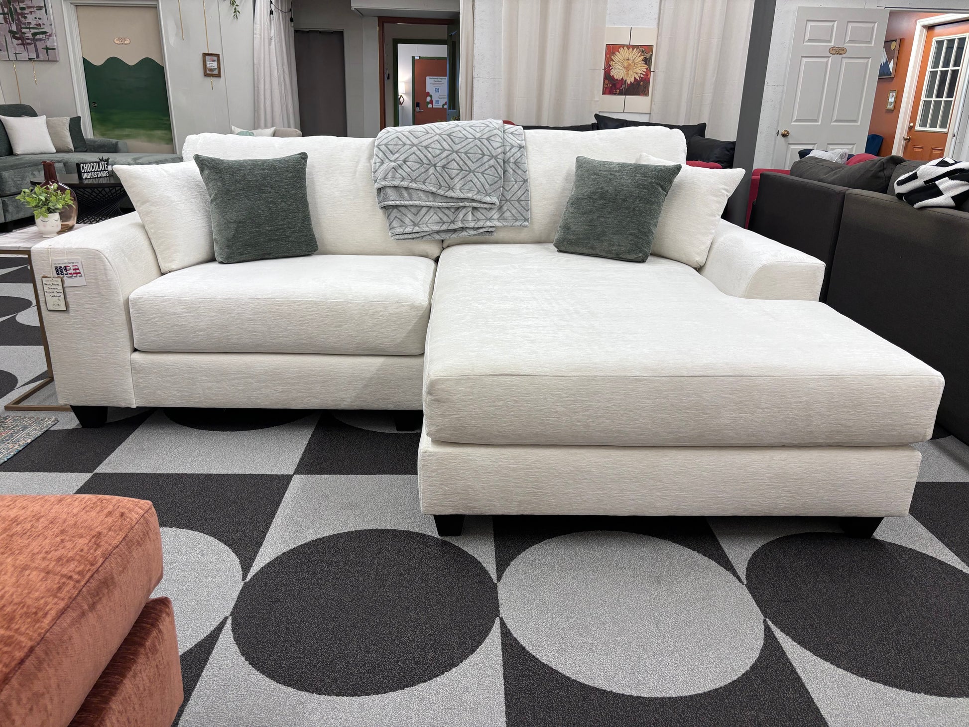 Ivory Cream Beaman 2 Piece Chaise Sectional - Reclaimed Elegance