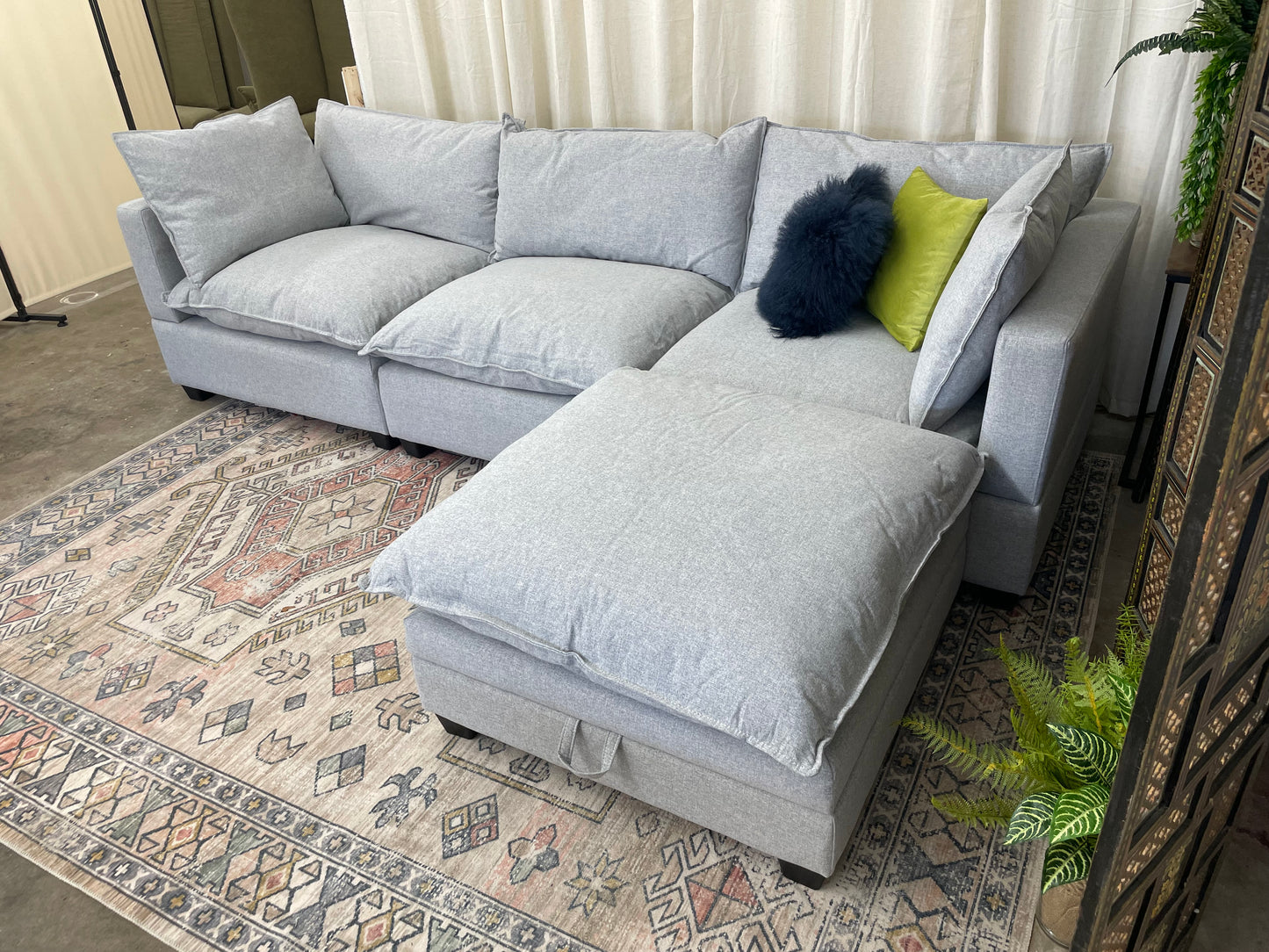 Mist Grey SKY 2.0 Modular Sofa + Storage Ottoman