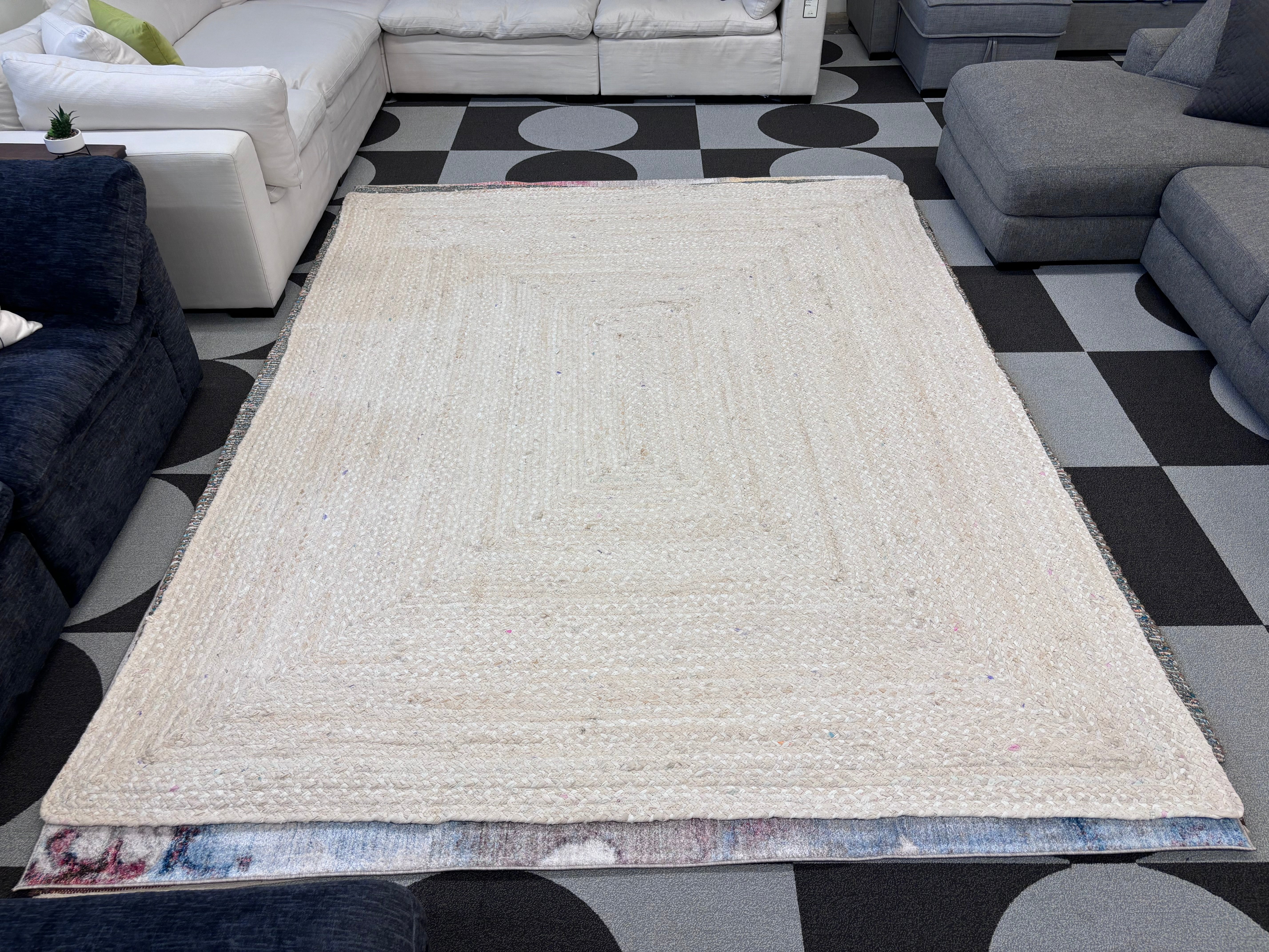 Ivory 8' x 10' Braided Chindi Rectangle Rug - Reclaimed Elegance