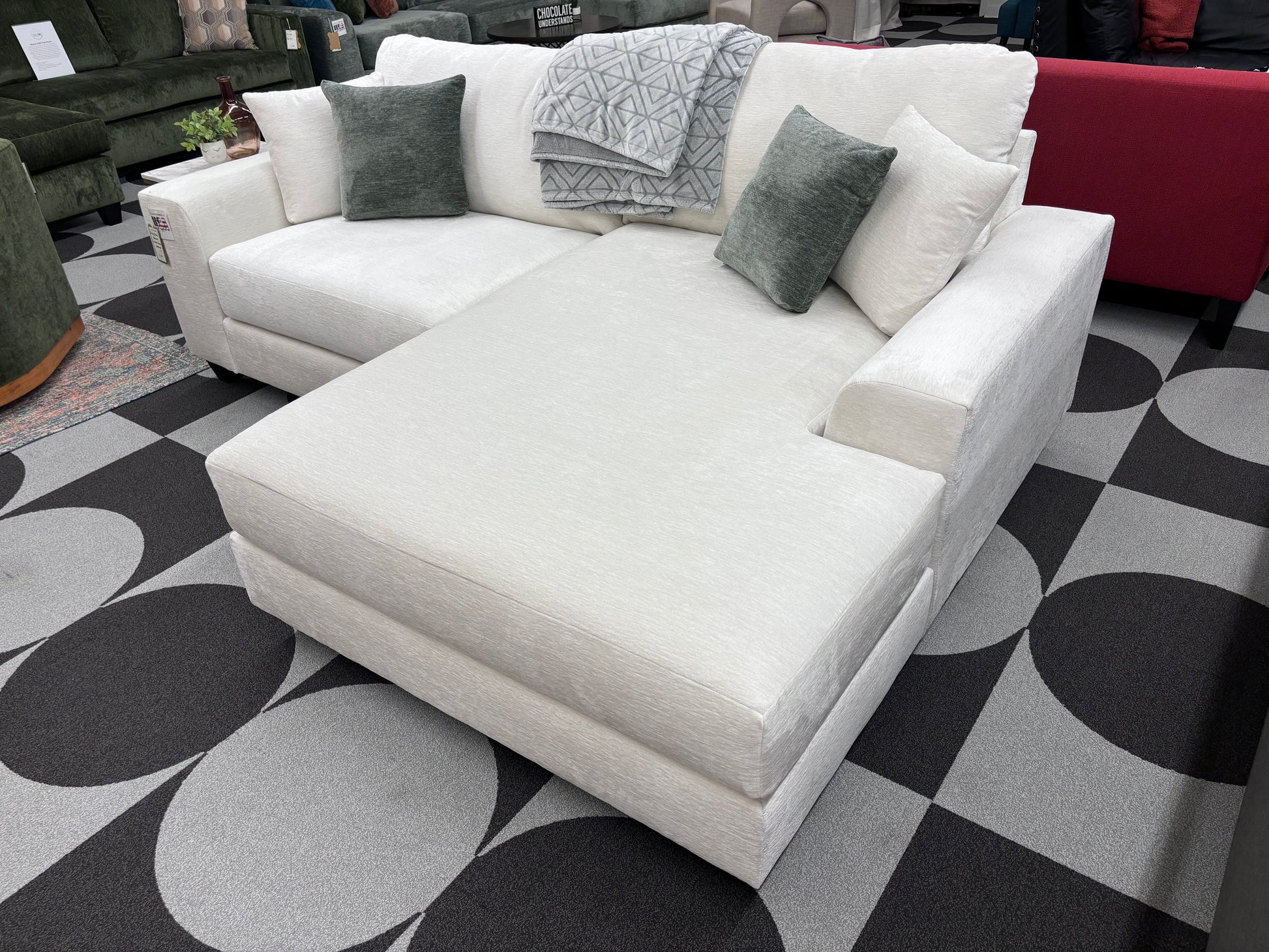 Ivory Cream Beaman 2 Piece Chaise Sectional - Reclaimed Elegance