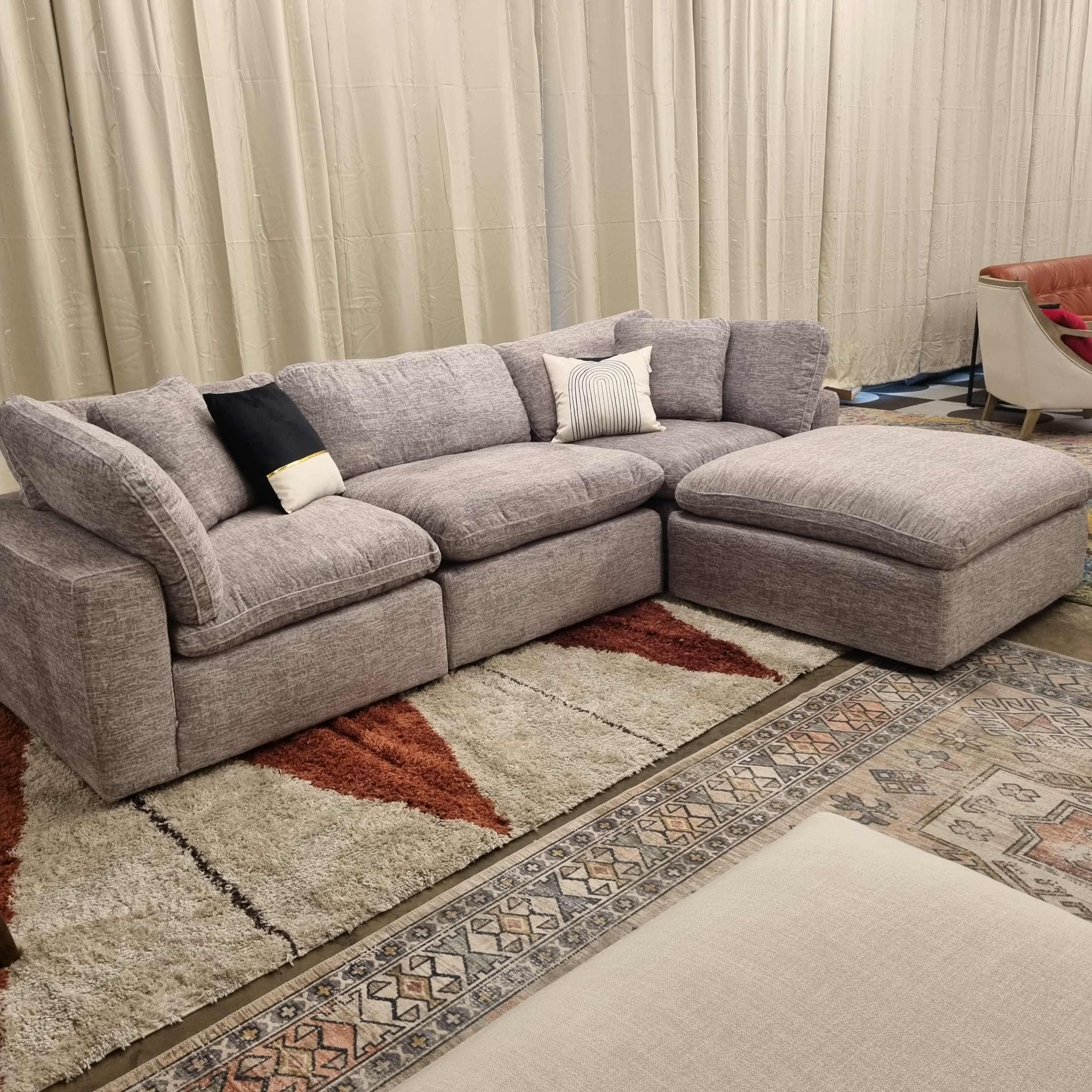 Heather Grey Cloud 9 Modular Sofa + Ottoman