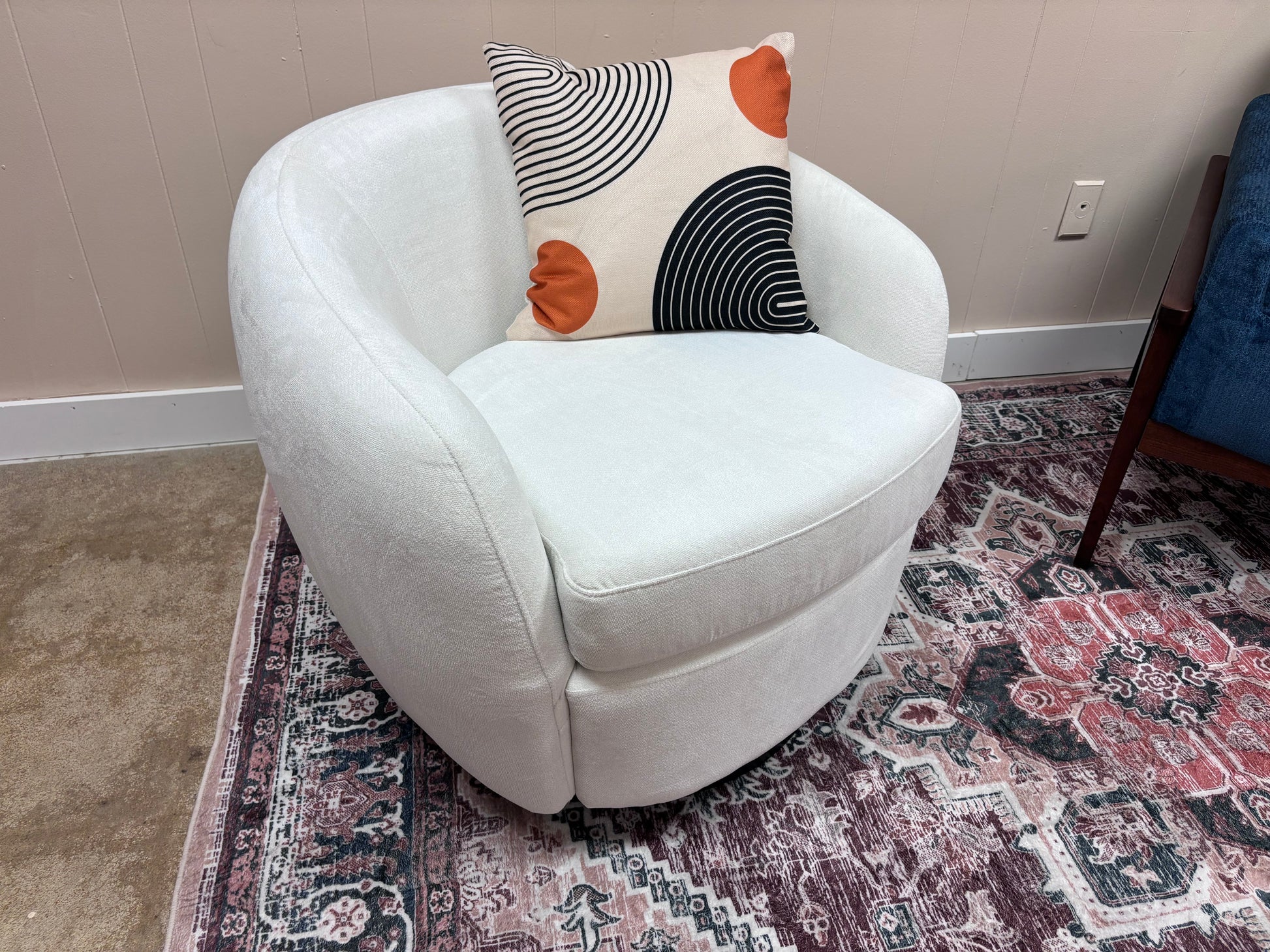 Bristo White Chanel Swivel Chair - Reclaimed Elegance